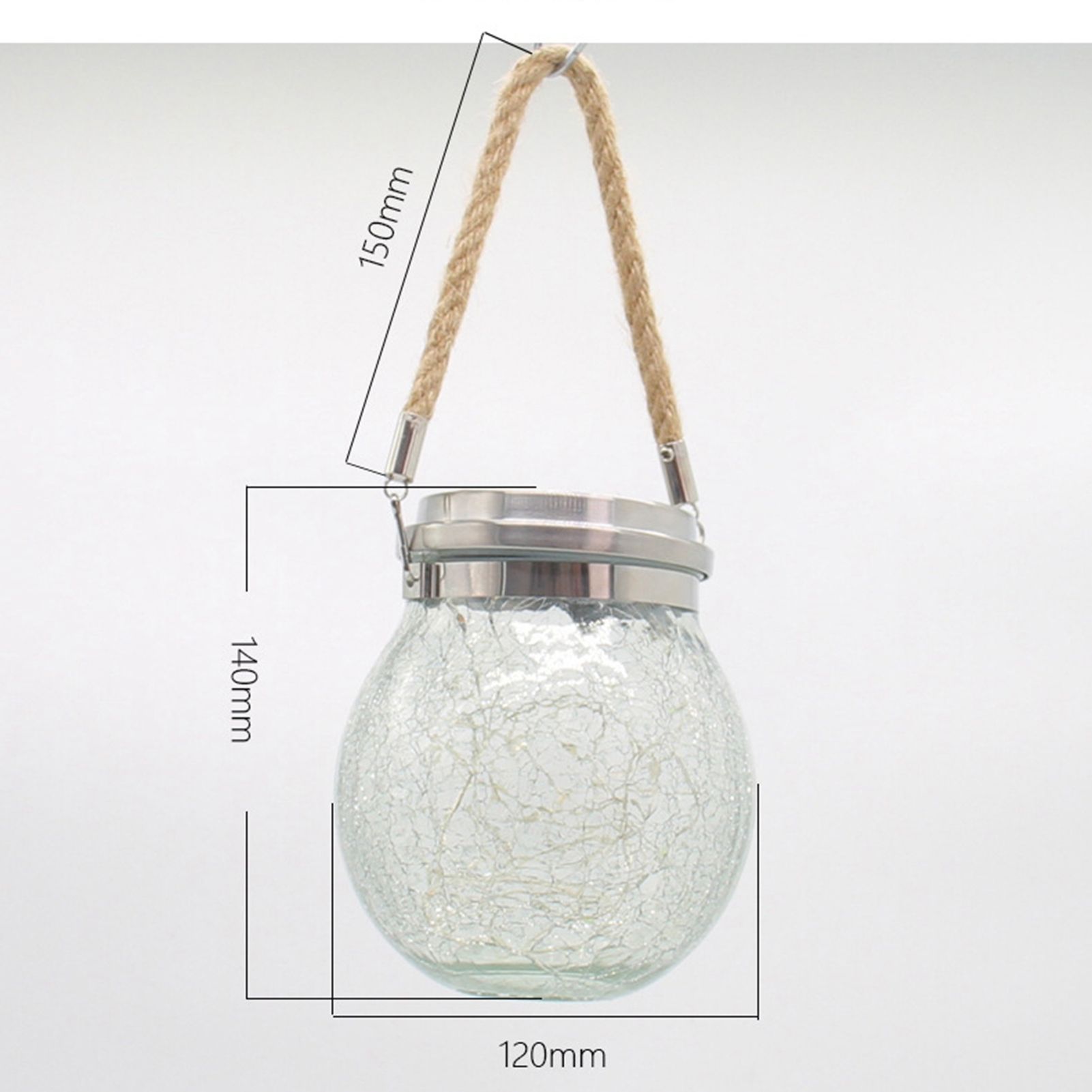 Cracked Glass Solar Lantern 30 LEDs Waterproof Outdoor Solar Hanging Jar Light for Patio Courtyard Festival Warm White - Image 5