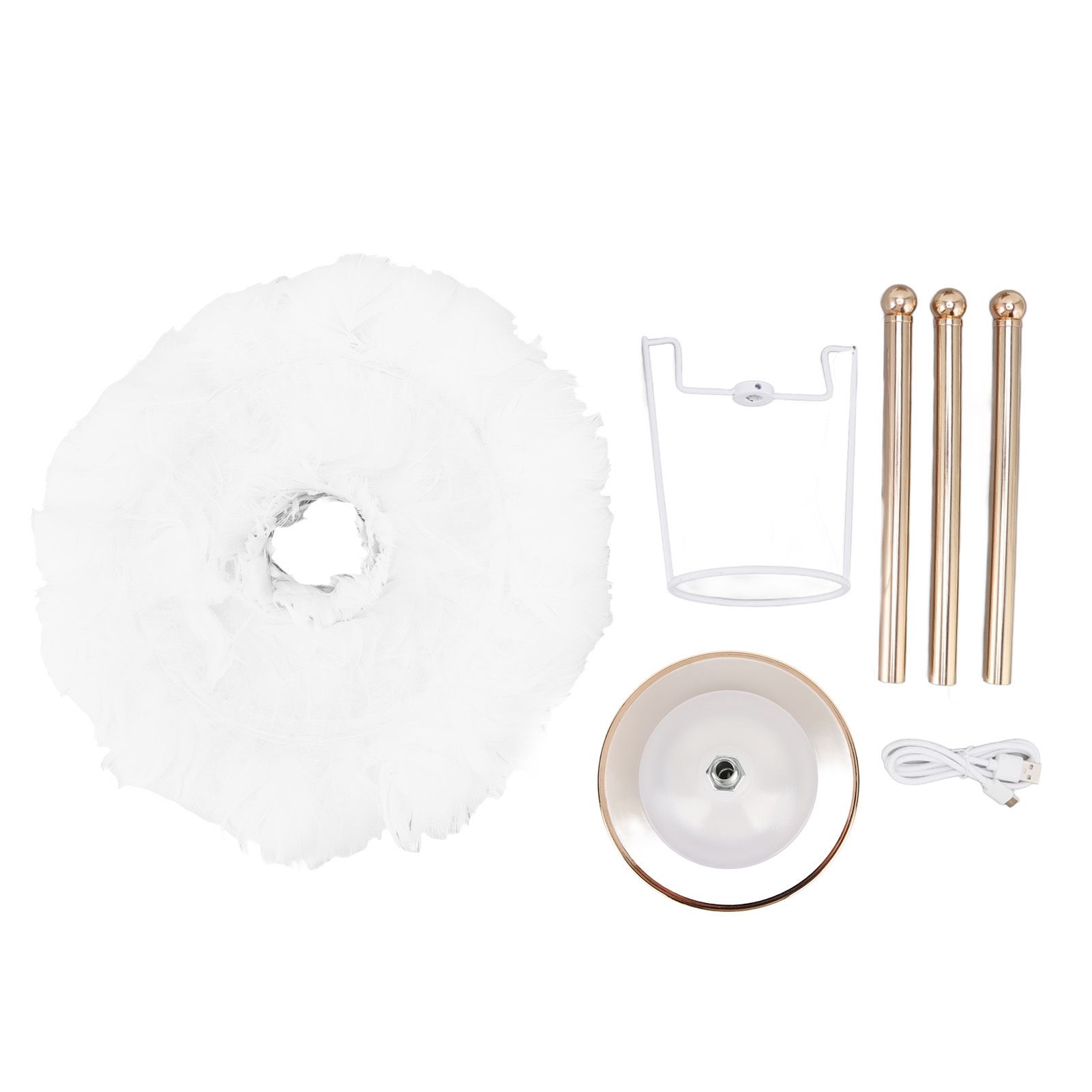Feather Table Lamp Adjustable Color Brightness Rechargeable Touch Control Decoration Night Light White - Image 1