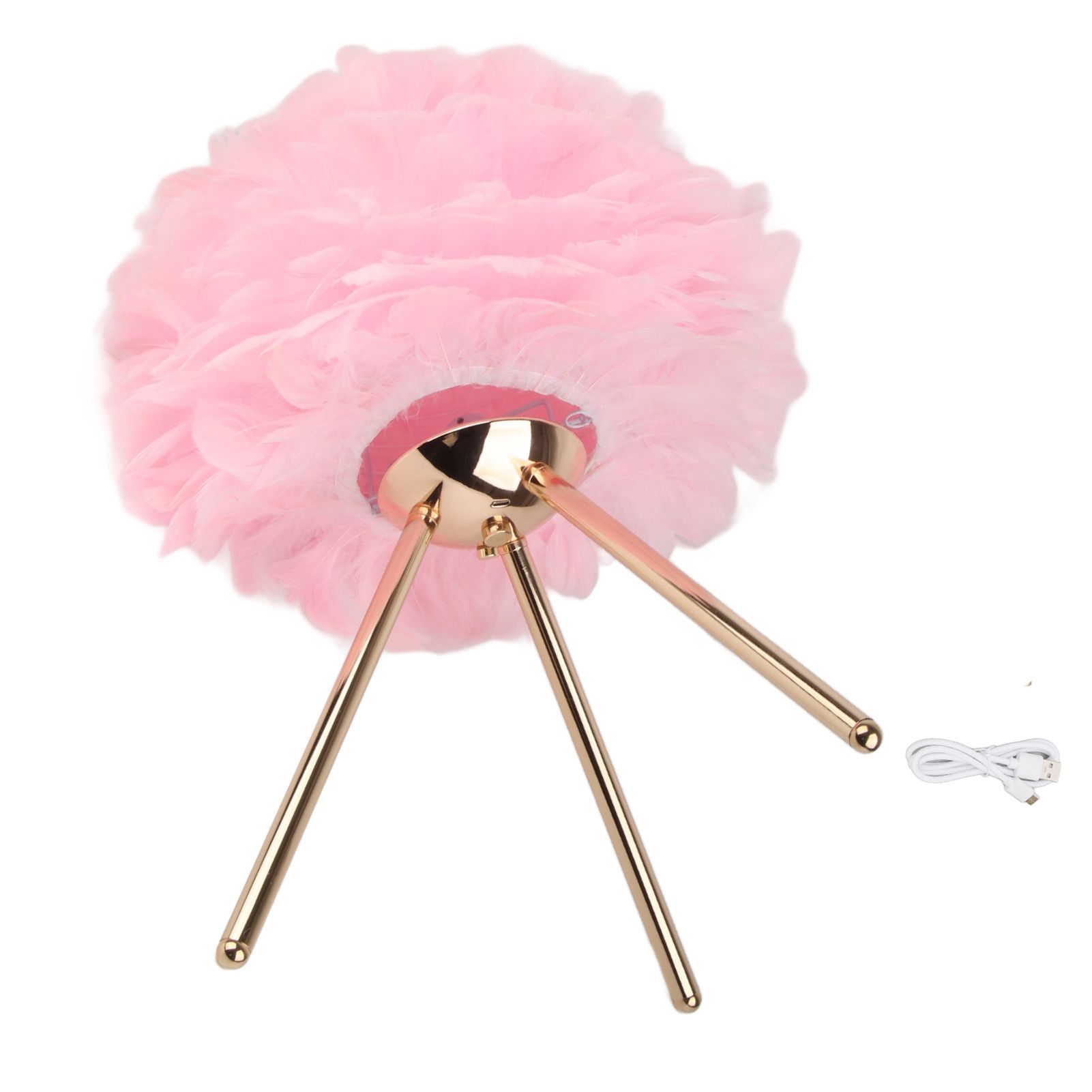 Feather Table Lamp Adjustable Color Brightness Rechargeable Touch Control Decoration Night Light Pink - Image 1