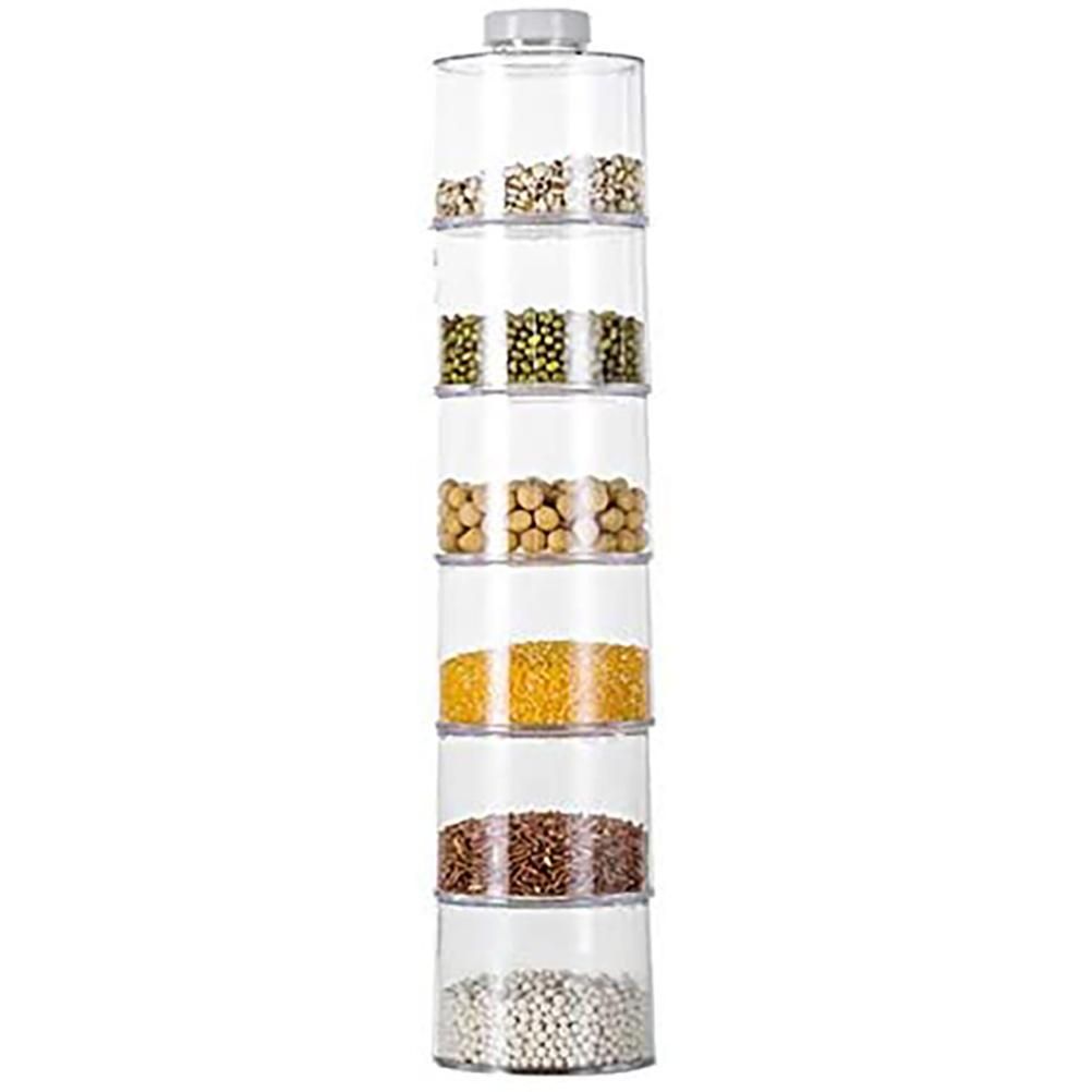 6PCS Spice Storage Boxes Stackable Spice Tower Racks Transparent Seasoning Cans Kitchen Tools - Image 1