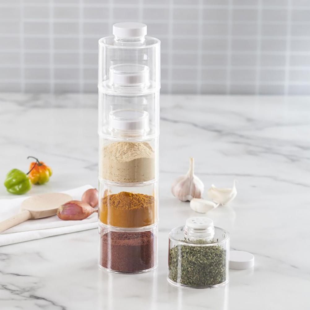 6PCS Spice Storage Boxes Stackable Spice Tower Racks Transparent Seasoning Cans Kitchen Tools - Image 7