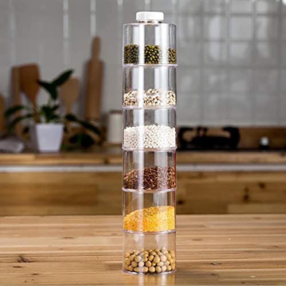 6PCS Spice Storage Boxes Stackable Spice Tower Racks Transparent Seasoning Cans Kitchen Tools - Image 8