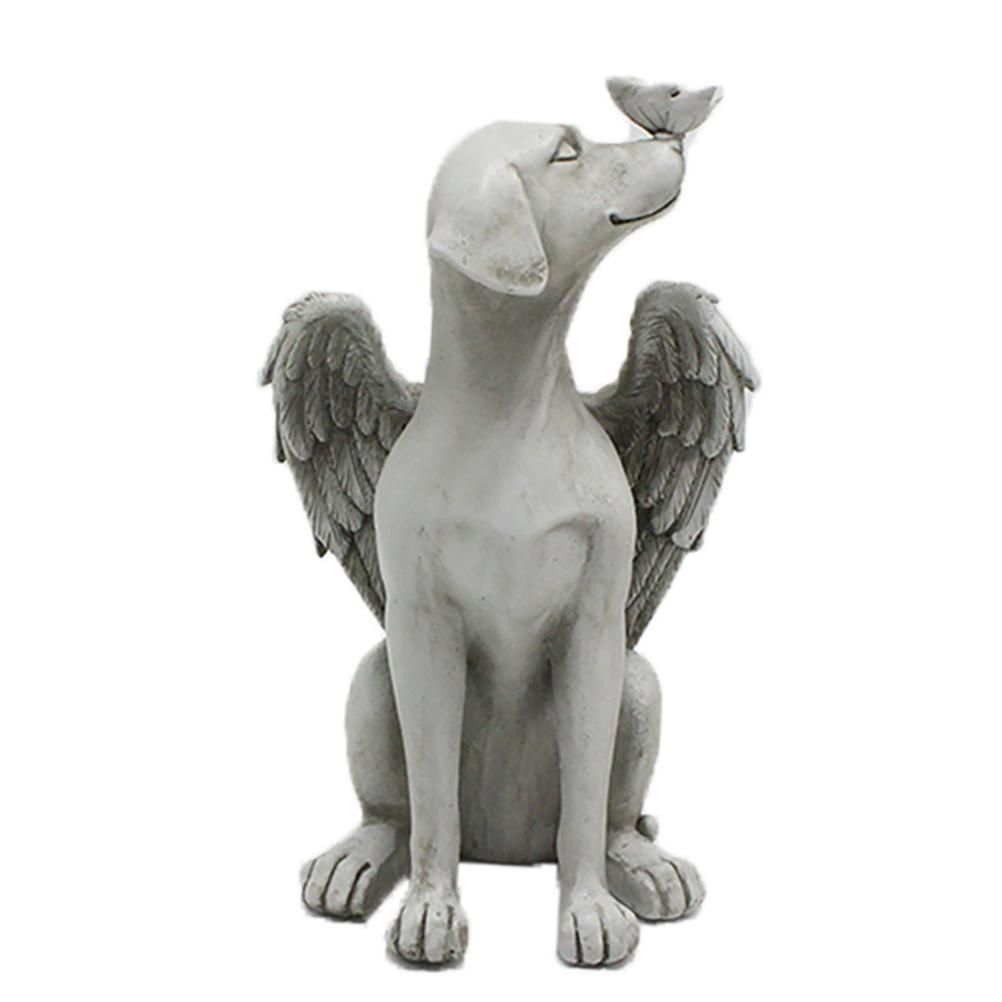Garden Resin Statue Butterfly Angel Dog Sculpture Pet Dog Memorial Statue for Outdoor Garden Yard Decor - Image 2