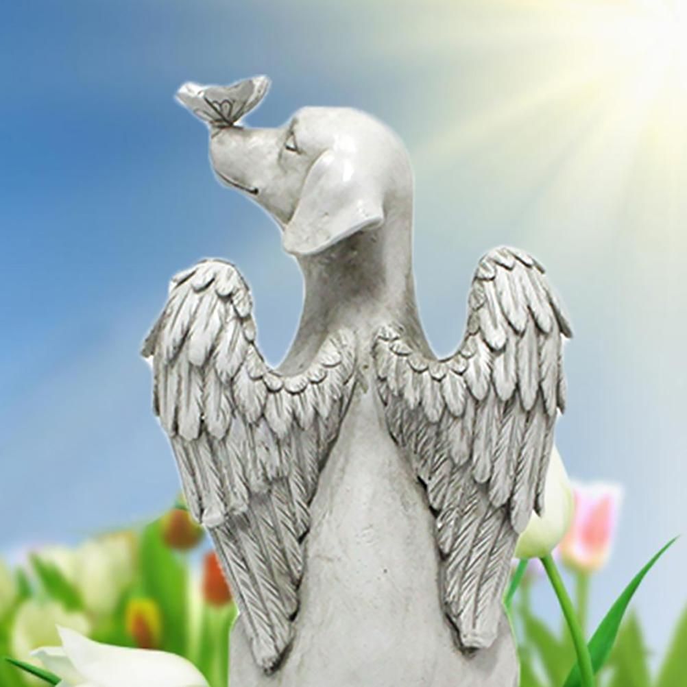 Garden Resin Statue Butterfly Angel Dog Sculpture Pet Dog Memorial Statue for Outdoor Garden Yard Decor - Image 4