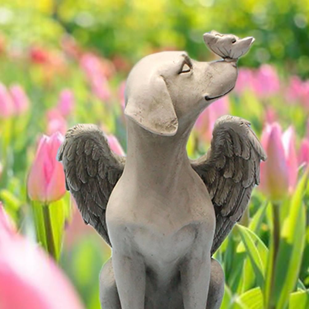 Garden Resin Statue Butterfly Angel Dog Sculpture Pet Dog Memorial Statue for Outdoor Garden Yard Decor - Image 5