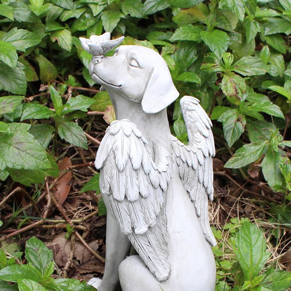 Garden Resin Statue Butterfly Angel Dog Sculpture Pet Dog Memorial Statue for Outdoor Garden Yard Decor - Image 7