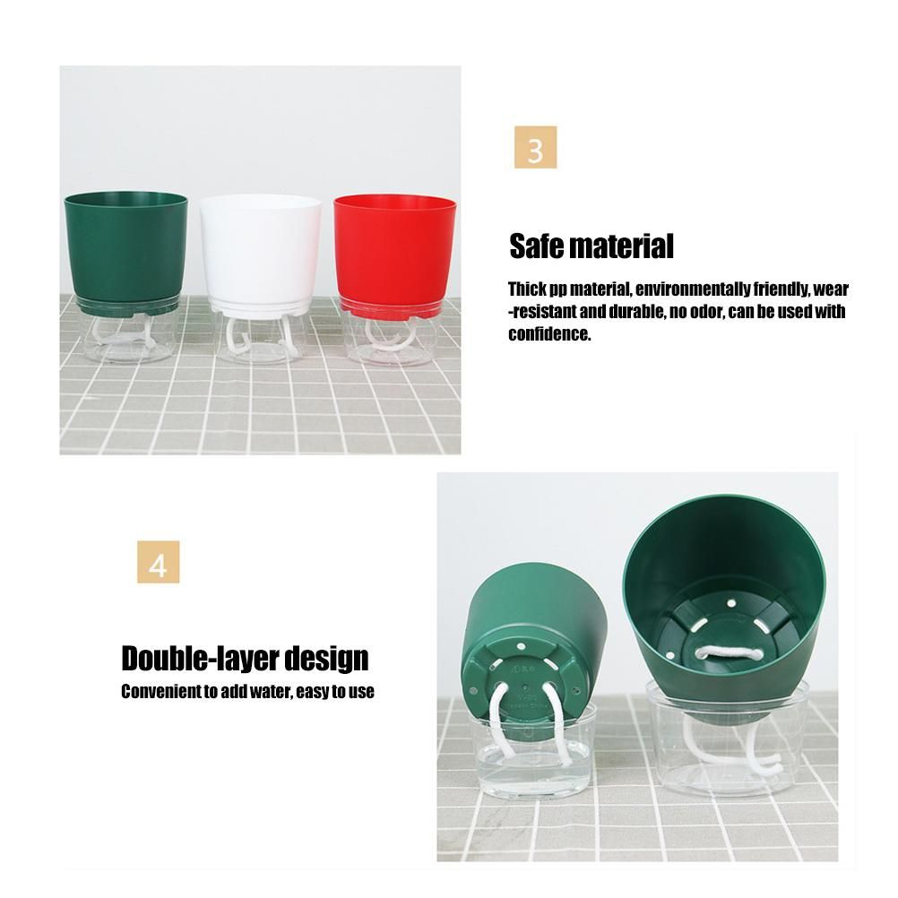 Automatic Self Watering Flower Pot Double Layer Design Water Storage Planter for Office Home Gardening - Image 7