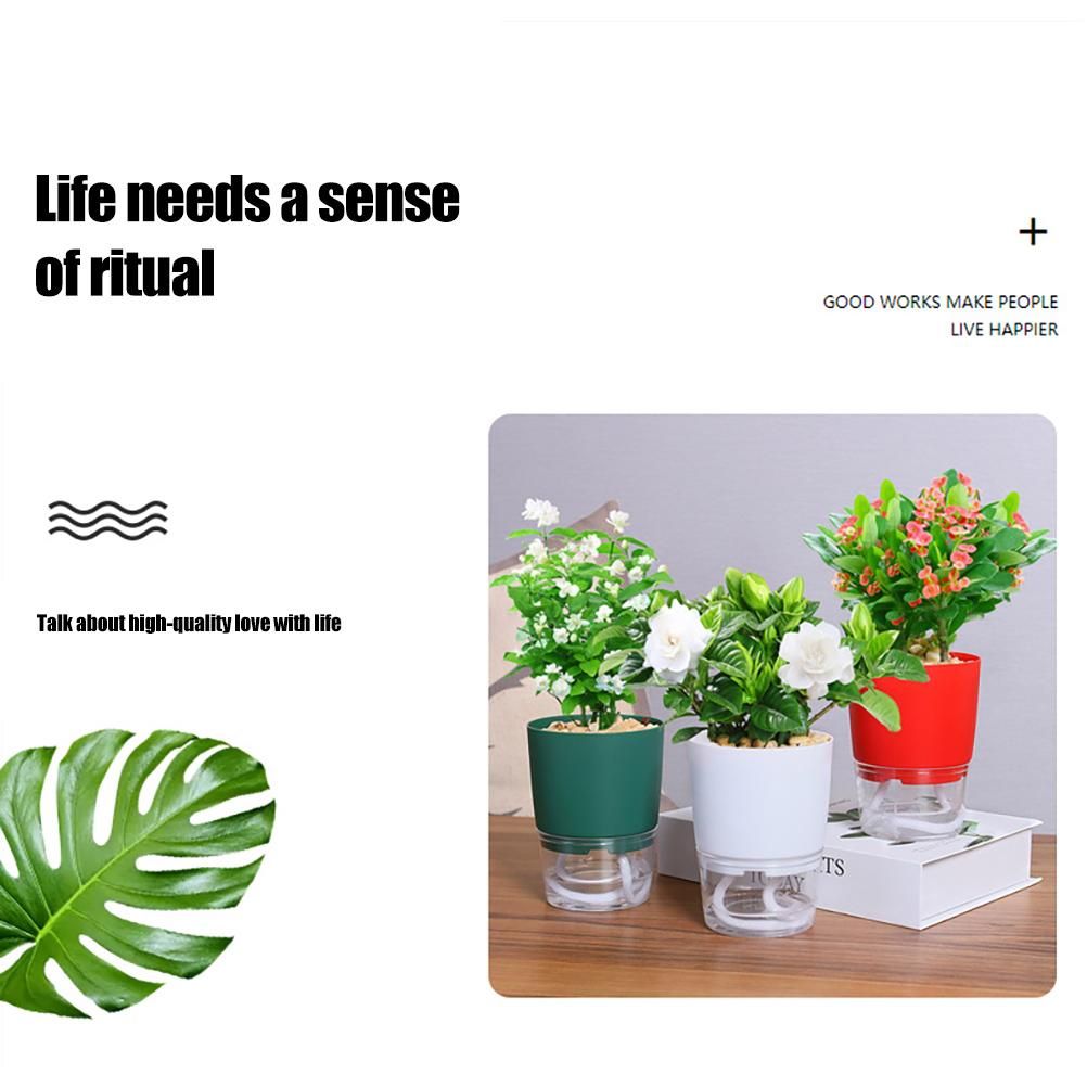 Automatic Self Watering Flower Pot Double Layer Design Water Storage Planter for Office Home Gardening - Image 8