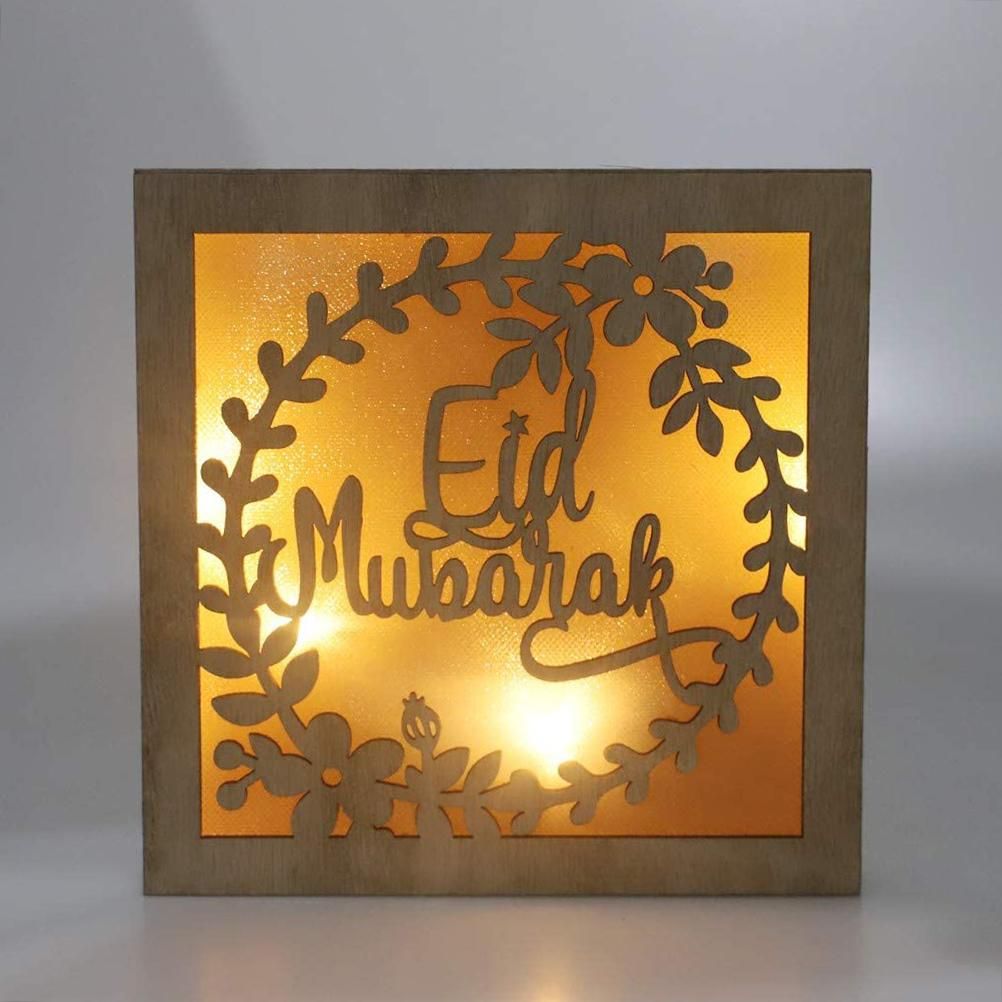 Wooden Eid Crafts Night Light 3D Ramadan Mubarak Lamp Handmade Wooden Moon Star LED Lights Decoration - Image 2