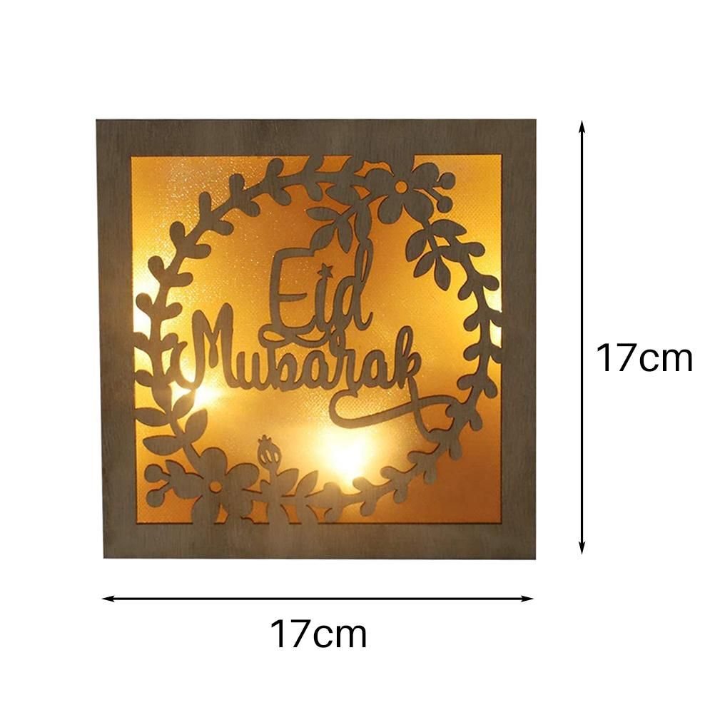 Wooden Eid Crafts Night Light 3D Ramadan Mubarak Lamp Handmade Wooden Moon Star LED Lights Decoration - Image 3