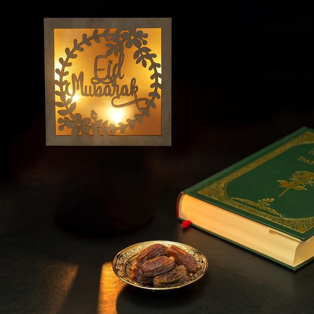 Wooden Eid Crafts Night Light 3D Ramadan Mubarak Lamp Handmade Wooden Moon Star LED Lights Decoration - Image 5