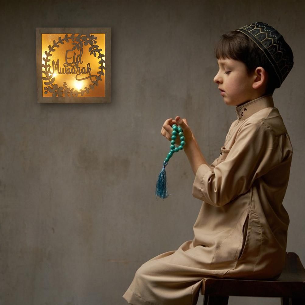 Wooden Eid Crafts Night Light 3D Ramadan Mubarak Lamp Handmade Wooden Moon Star LED Lights Decoration - Image 7