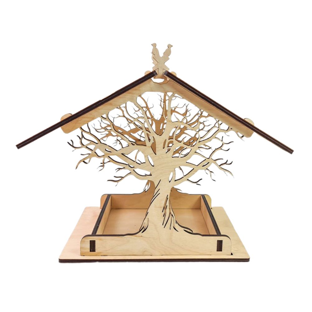 Wooden Bird Feeder Hanging Seed Container Tray for Wild Birds Home Garden Yard Tree Decoration - Image 1