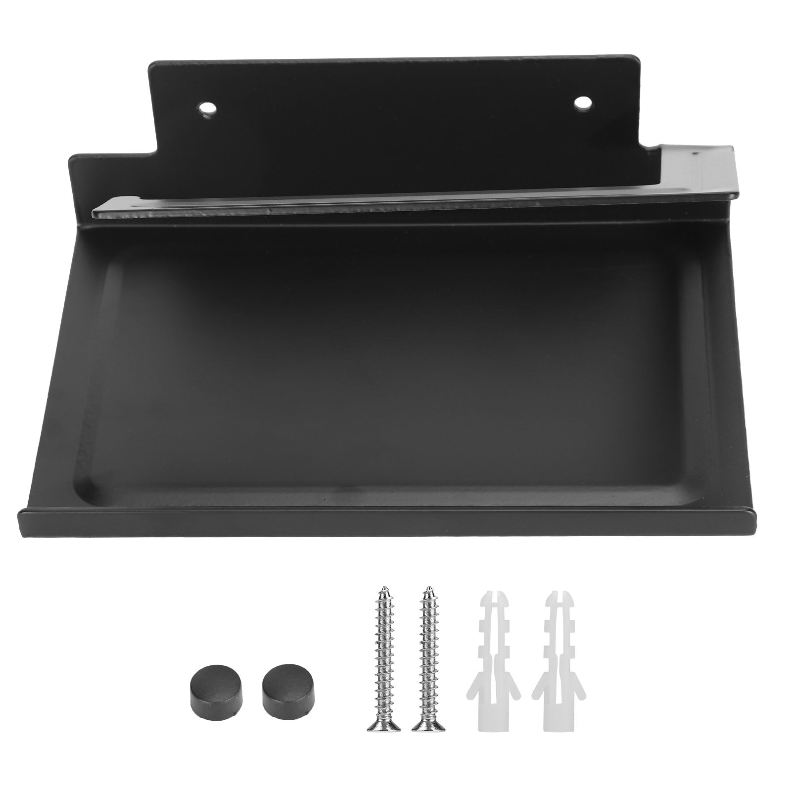 Toilet Paper Rack Wall Mounted Paper Towel Stand with Phone Holder Bathroom Supplies Black - Image 1