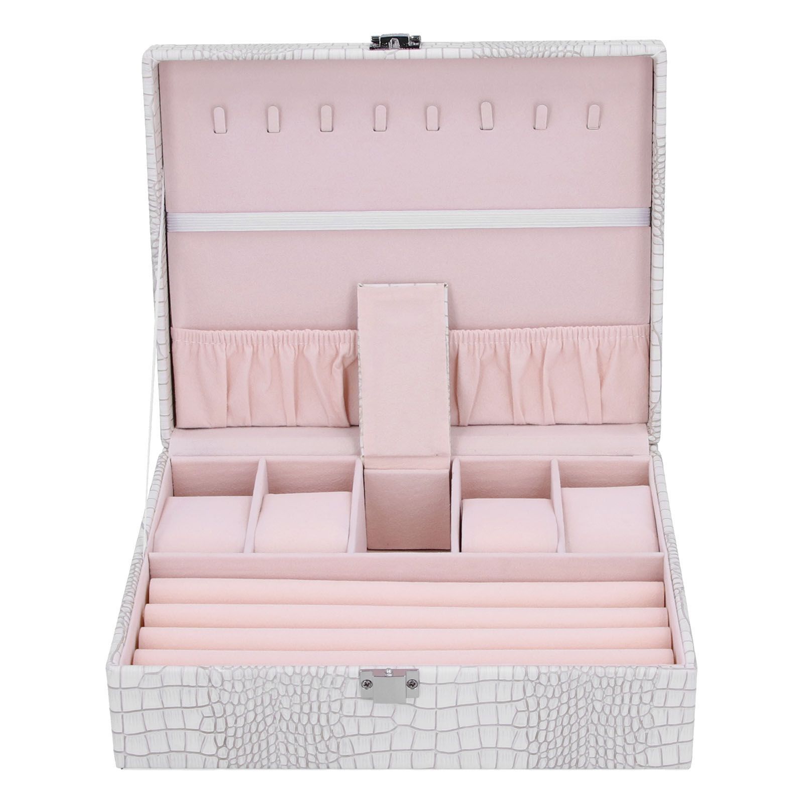 White Artificial Leather Multilayer Jewelry Box Portable Packaging Box for Collecting - Image 4