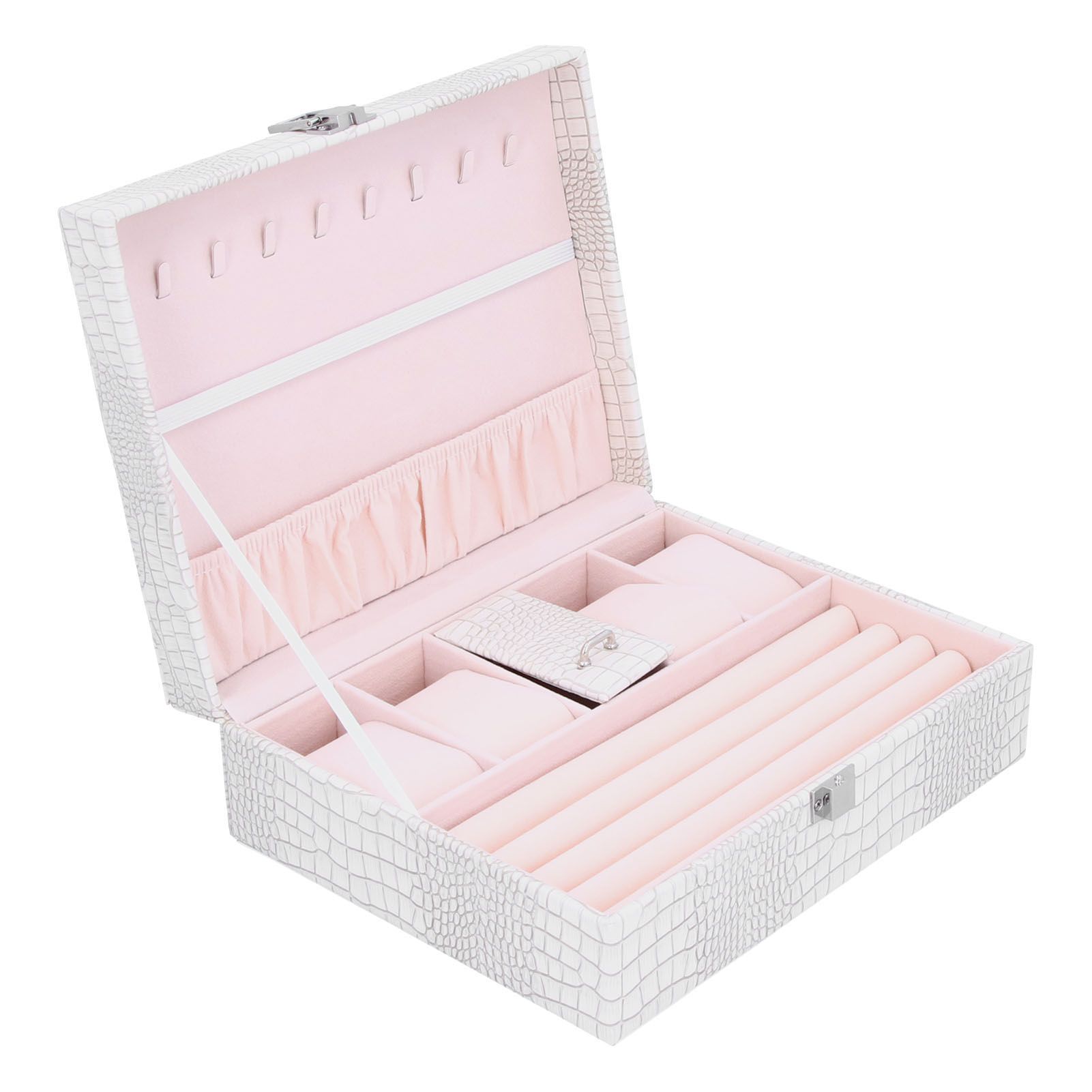 White Artificial Leather Multilayer Jewelry Box Portable Packaging Box for Collecting - Image 5