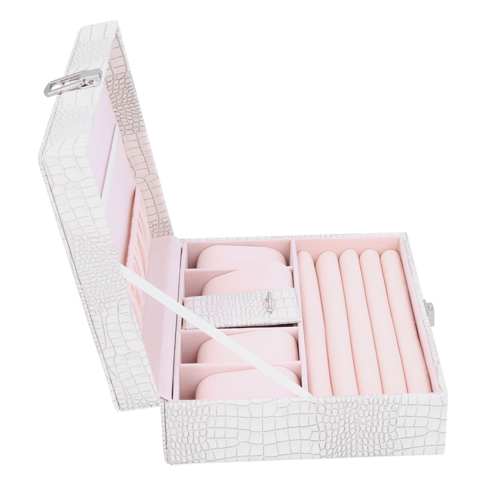 White Artificial Leather Multilayer Jewelry Box Portable Packaging Box for Collecting - Image 6