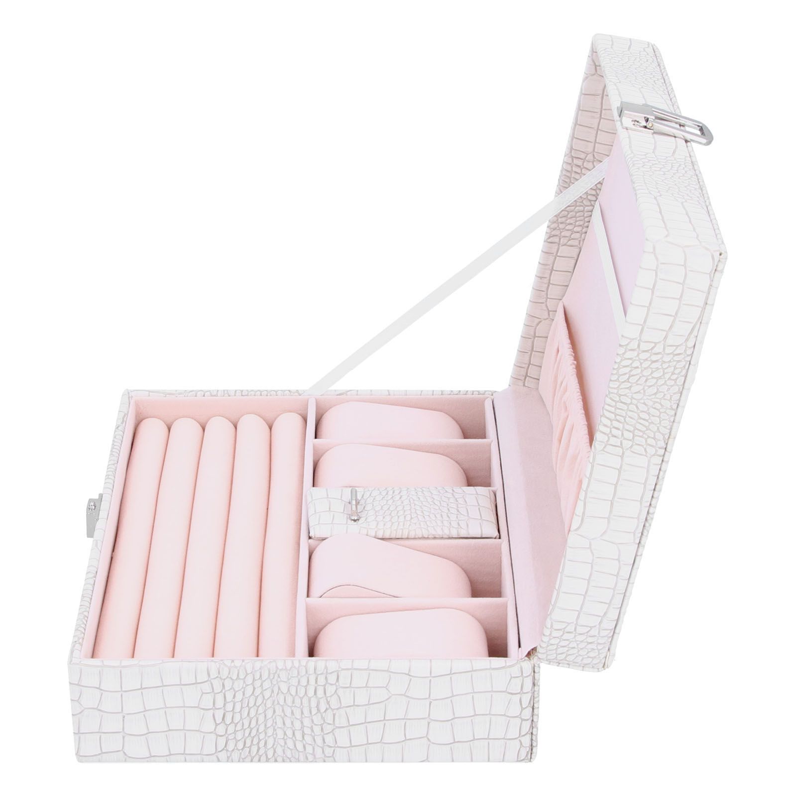 White Artificial Leather Multilayer Jewelry Box Portable Packaging Box for Collecting - Image 7