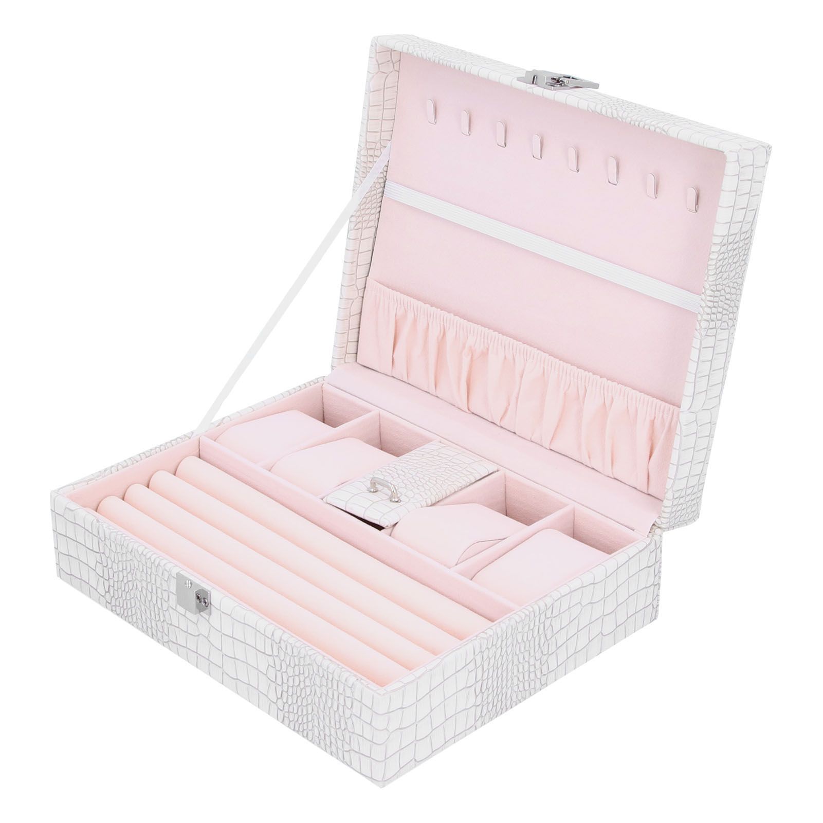 White Artificial Leather Multilayer Jewelry Box Portable Packaging Box for Collecting - Image 8