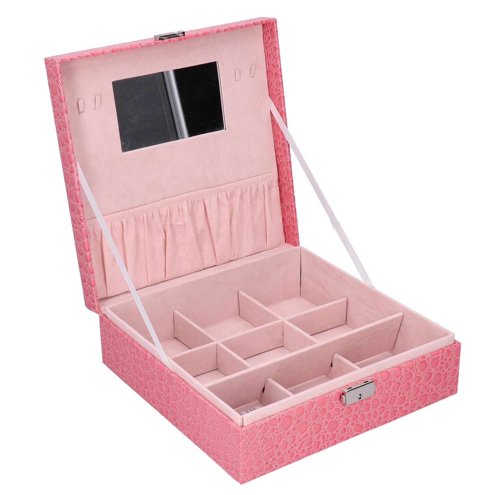 Pink Artificial Leather Jewelry Box Watch Jewelry Packaging Container Holder for Girls - Image 3