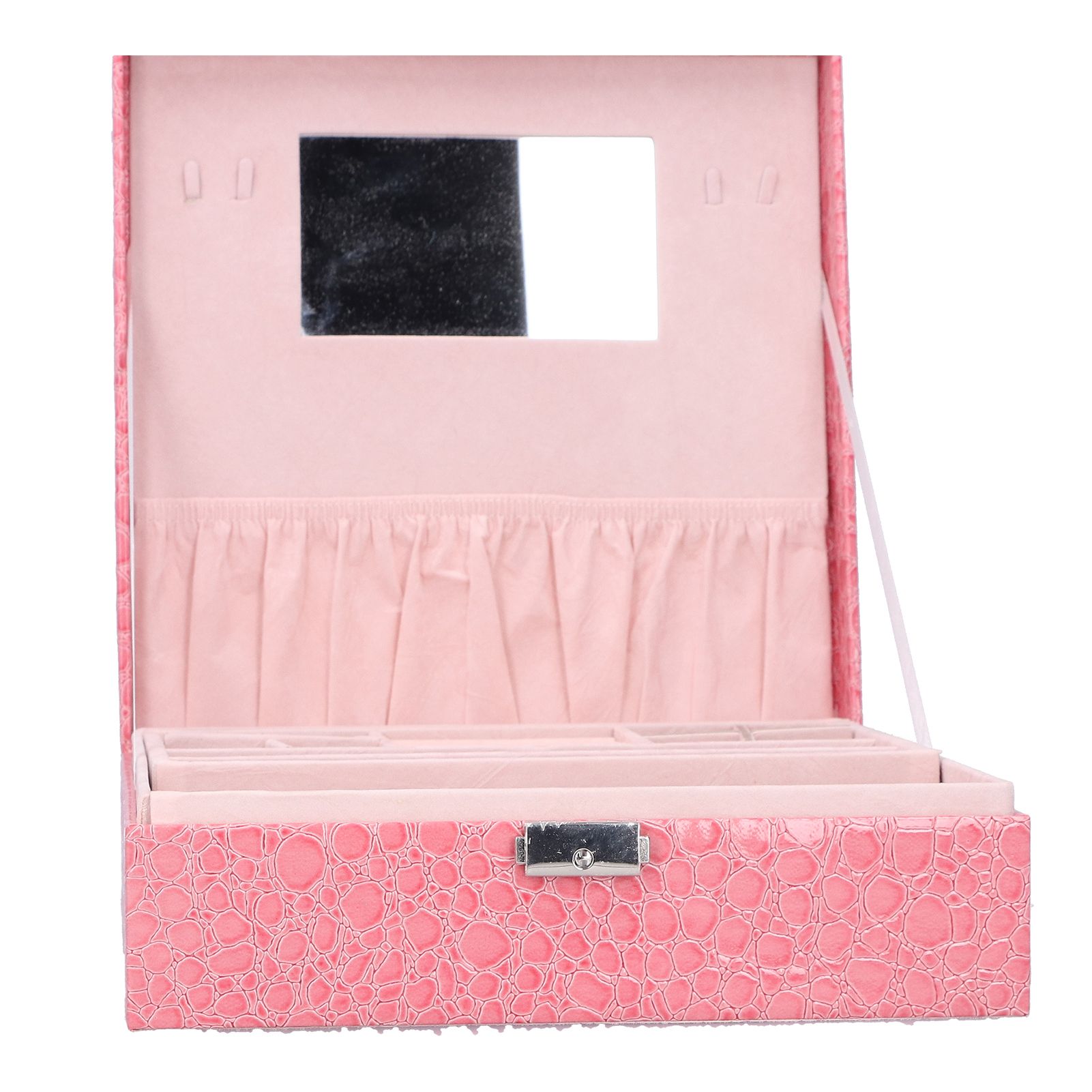 Pink Artificial Leather Jewelry Box Watch Jewelry Packaging Container Holder for Girls - Image 4