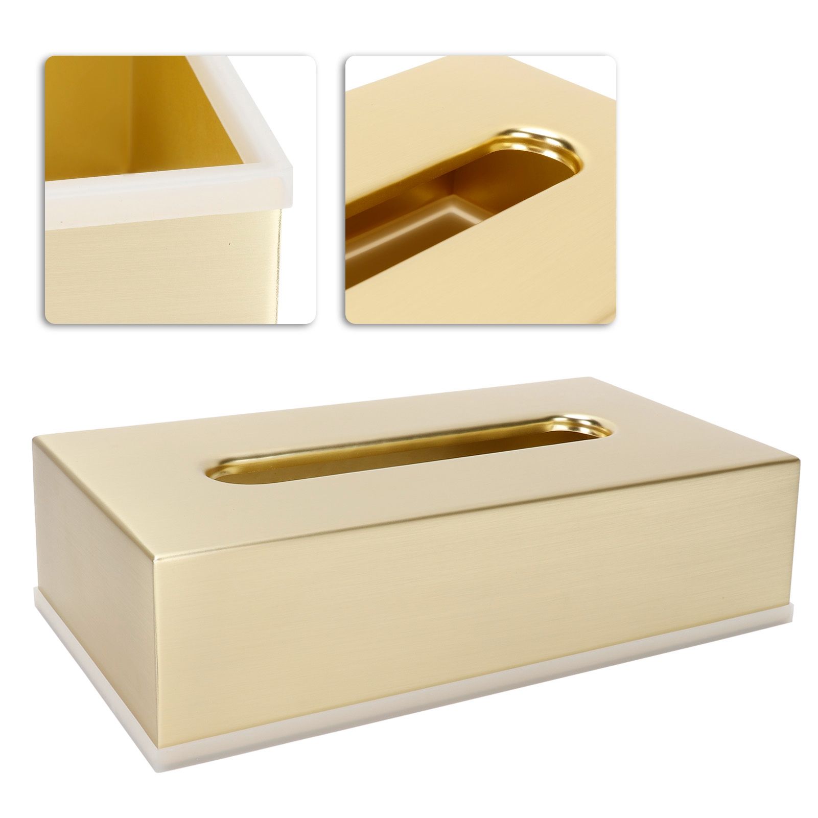 Tissue Box Innovative Rectangular 304 Stainless Steel Napkin Paper Holder Container Gold - Image 6