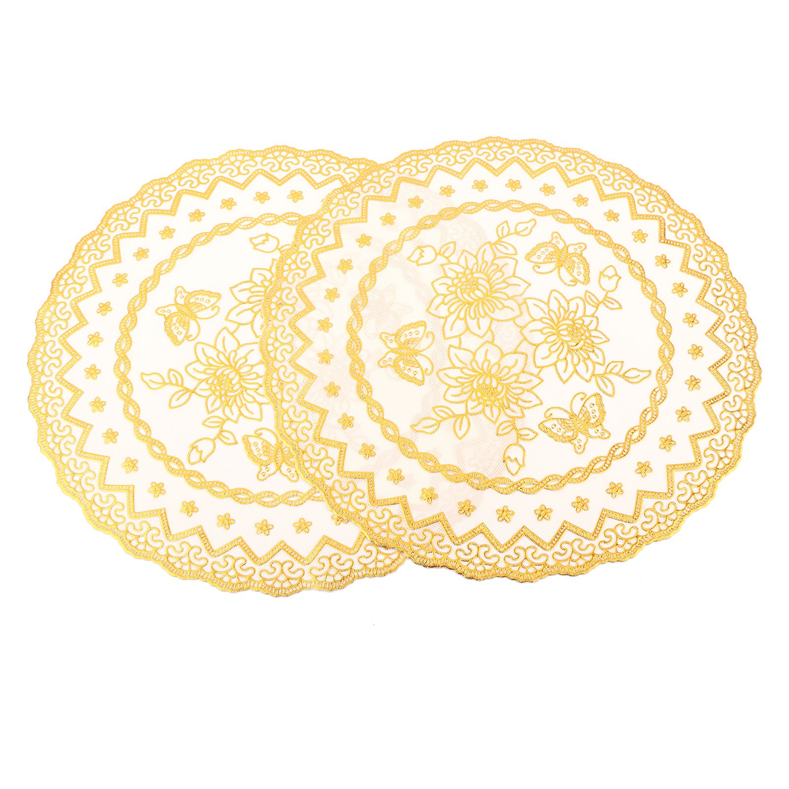 2PCS 30cmx30cm Table Mats Gold Dining Table Placemats for Wedding Party SuppliesStyle 03 - Image 1