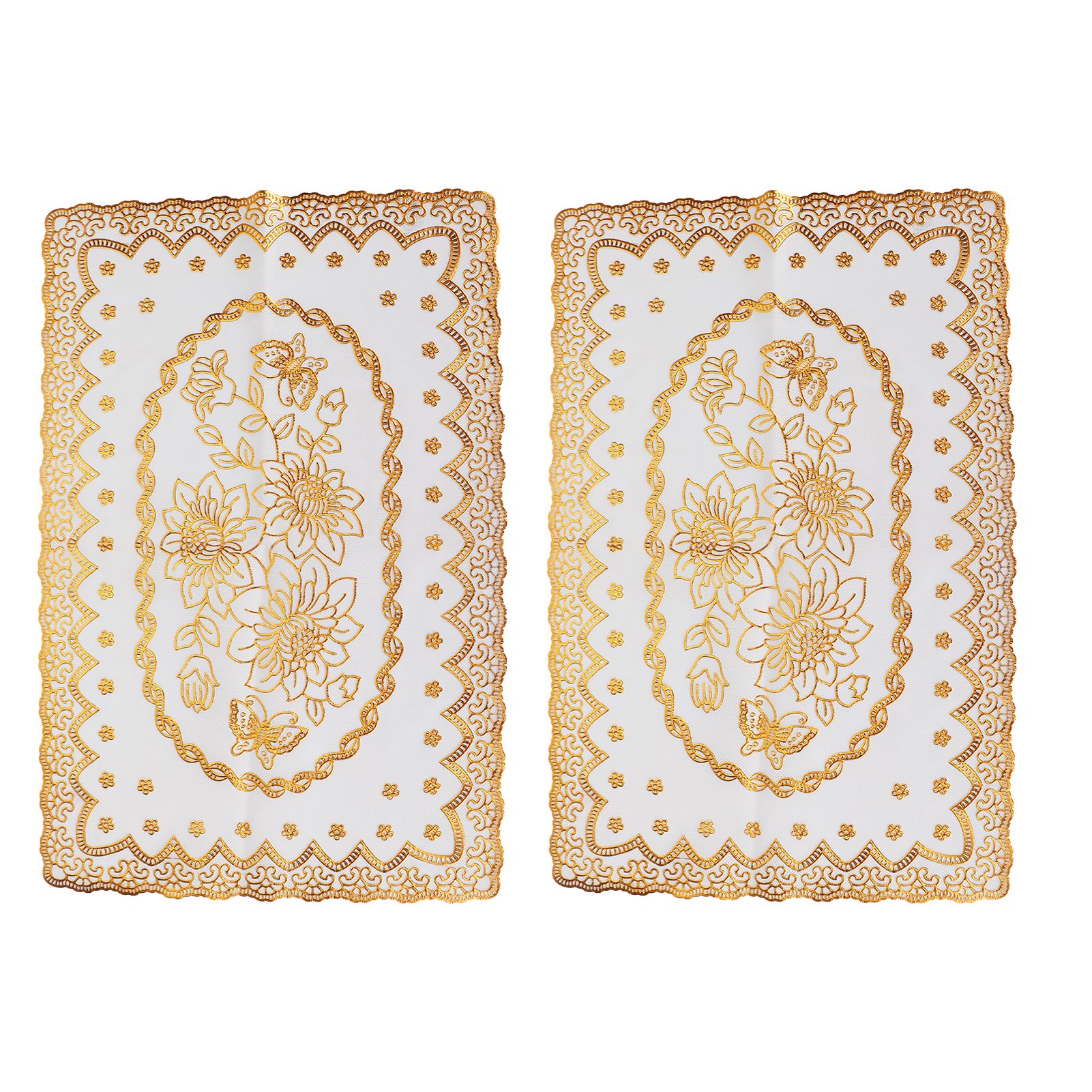 2PCS 30cmx45cm PVC Table Mat Gold Placemats Cup Coaster Pad Kitchen Wedding DecorationStyle 1 - Image 2