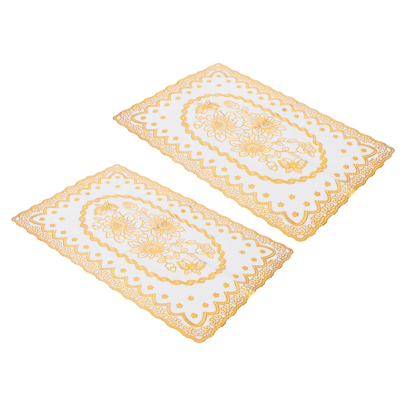 2PCS 30cmx45cm PVC Table Mat Gold Placemats Cup Coaster Pad Kitchen Wedding DecorationStyle 1 - Image 3