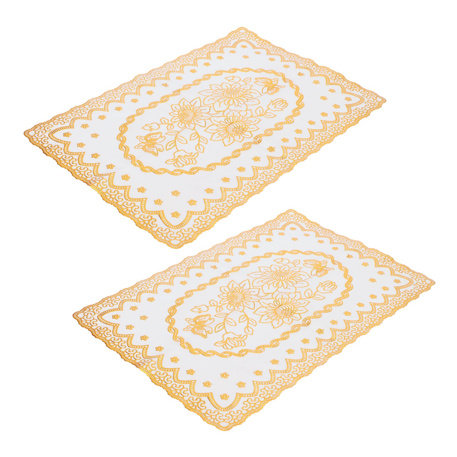 2PCS 30cmx45cm PVC Table Mat Gold Placemats Cup Coaster Pad Kitchen Wedding DecorationStyle 1 - Image 5