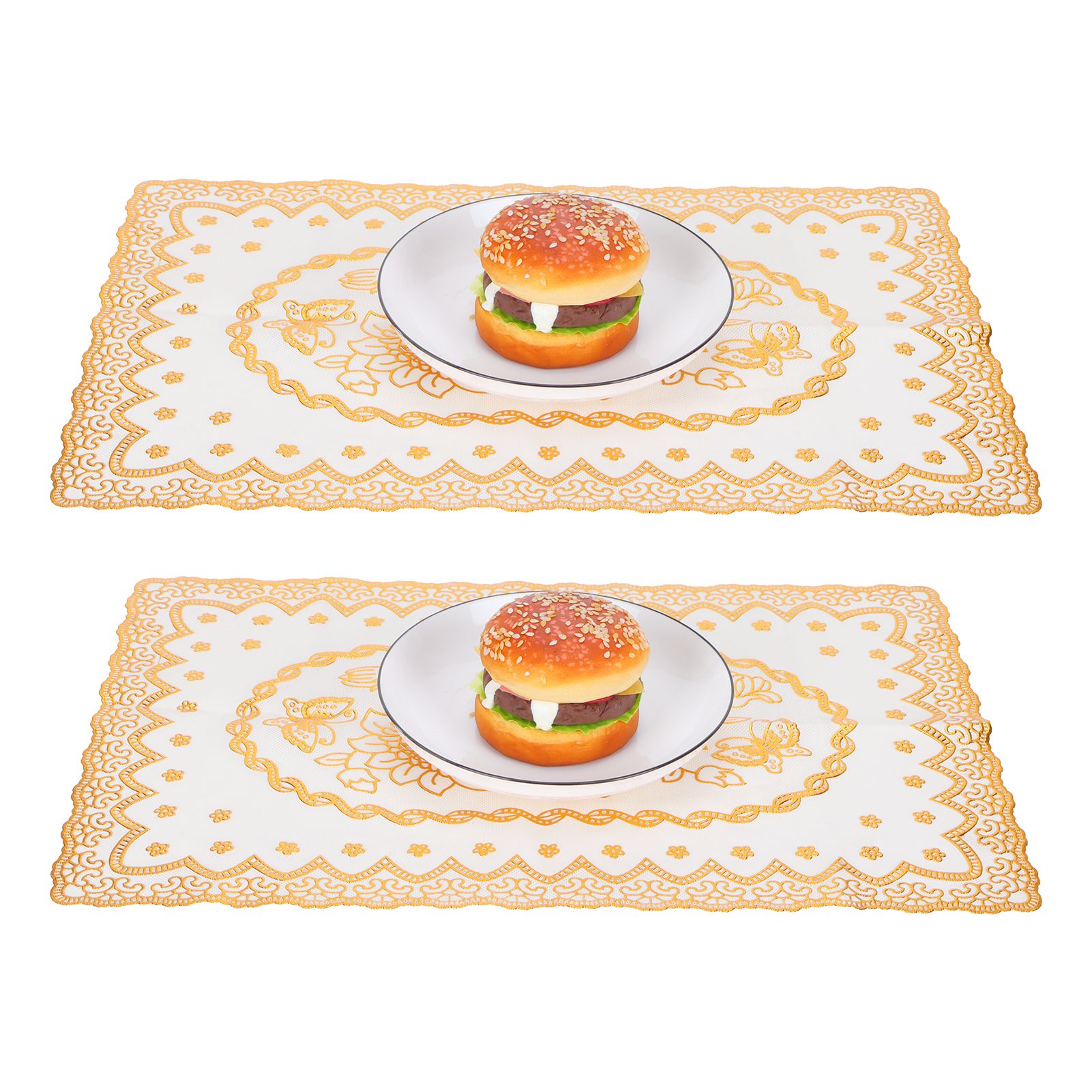 2PCS 30cmx45cm PVC Table Mat Gold Placemats Cup Coaster Pad Kitchen Wedding DecorationStyle 1 - Image 8