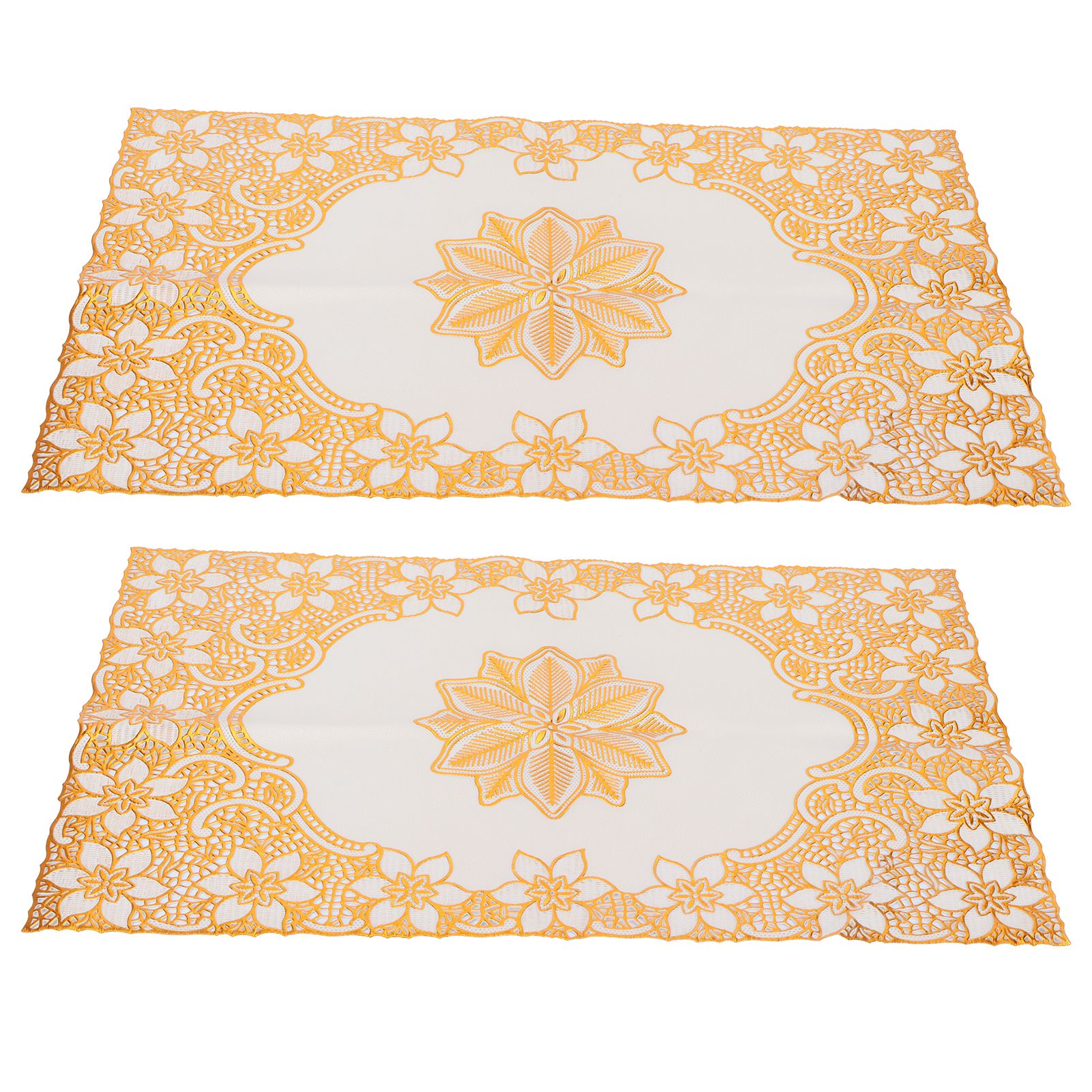 2PCS 30cmx45cm PVC Table Mat Gold Placemats Cup Coaster Pad Kitchen Wedding DecorationStyle 2 - Image 1