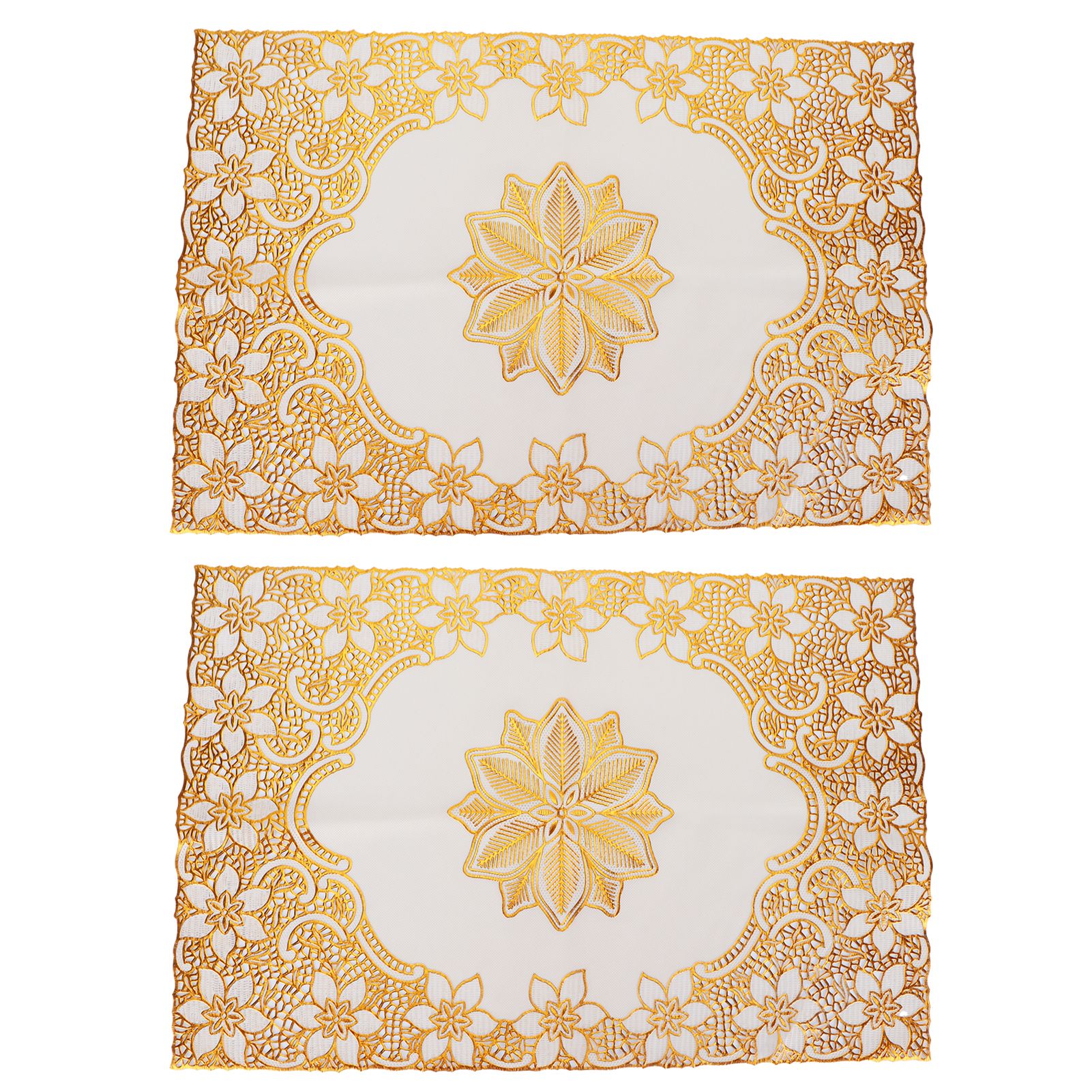 2PCS 30cmx45cm PVC Table Mat Gold Placemats Cup Coaster Pad Kitchen Wedding DecorationStyle 2 - Image 2