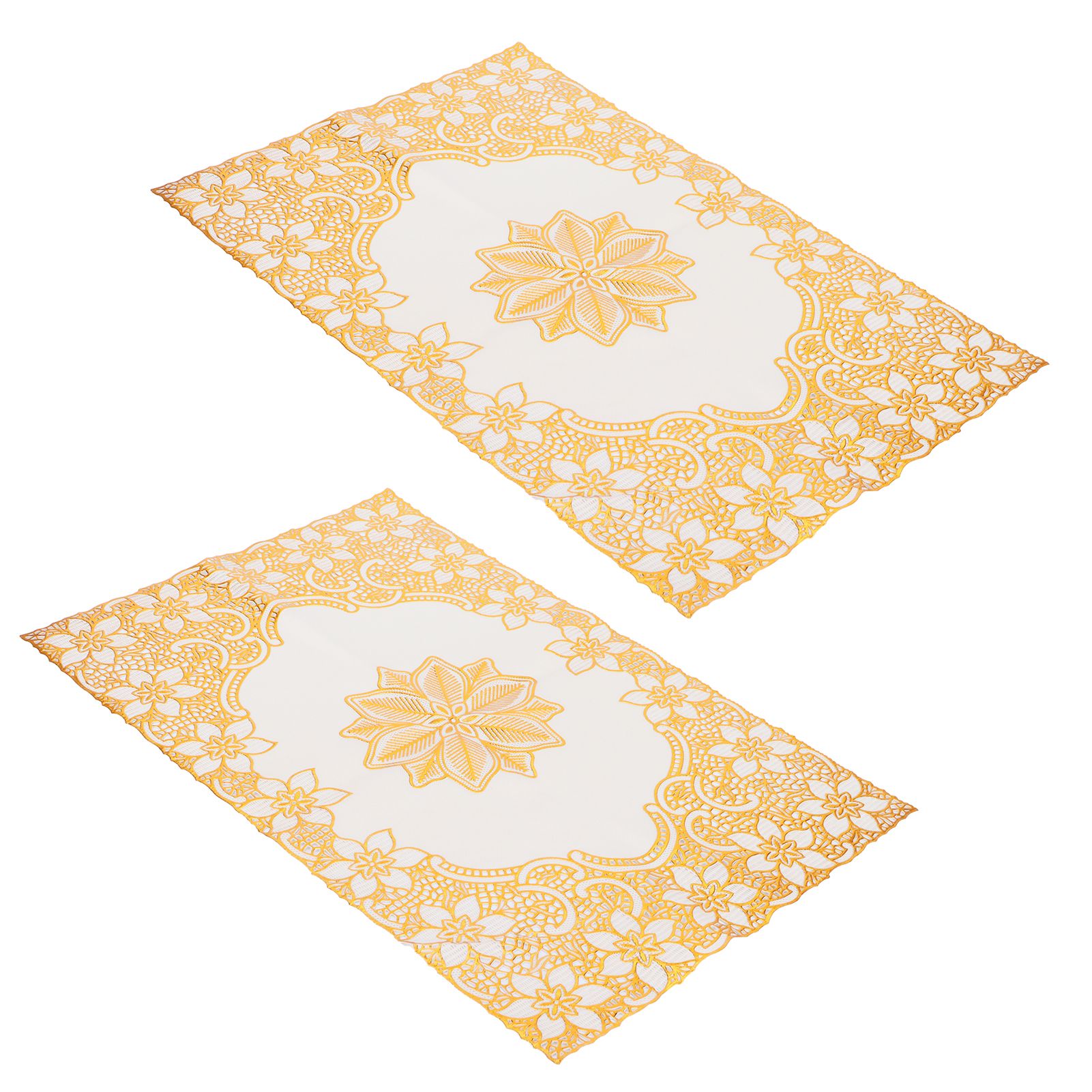 2PCS 30cmx45cm PVC Table Mat Gold Placemats Cup Coaster Pad Kitchen Wedding DecorationStyle 2 - Image 3