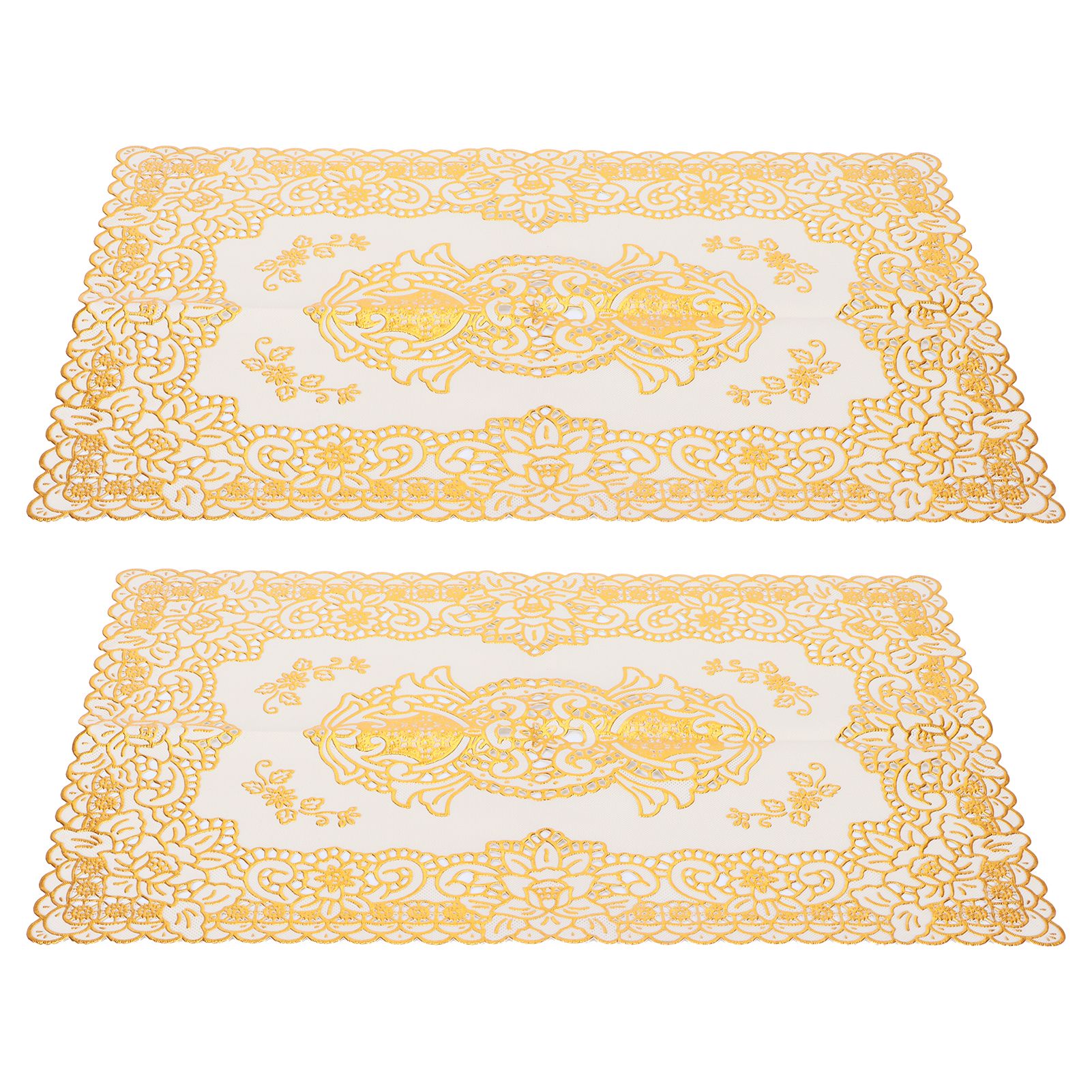 2PCS 30cmx45cm PVC Table Mat Gold Placemats Cup Coaster Pad Kitchen Wedding DecorationStyle 3 - Image 1