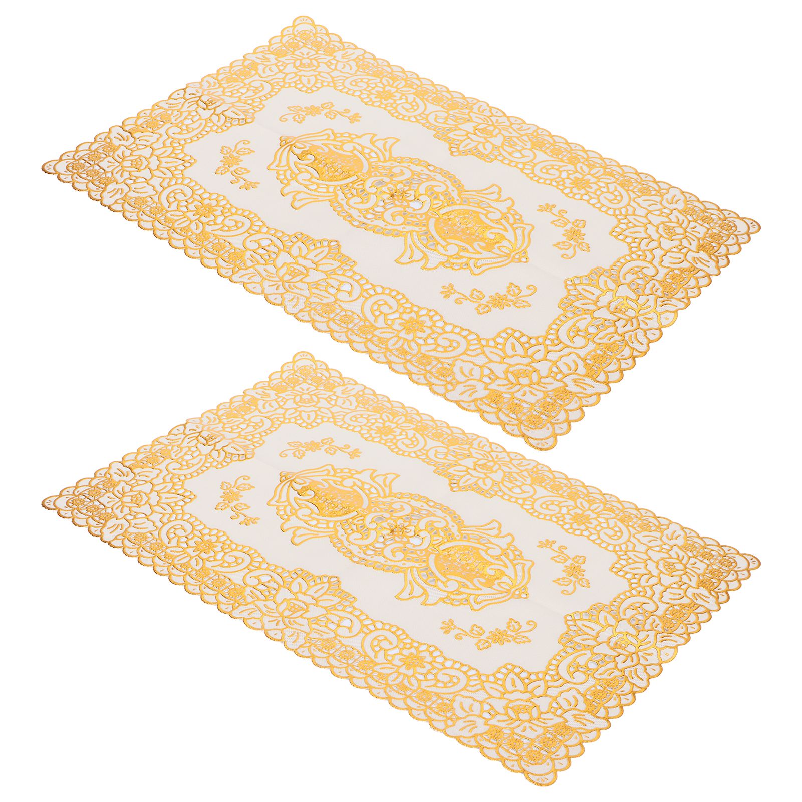 2PCS 30cmx45cm PVC Table Mat Gold Placemats Cup Coaster Pad Kitchen Wedding DecorationStyle 3 - Image 2