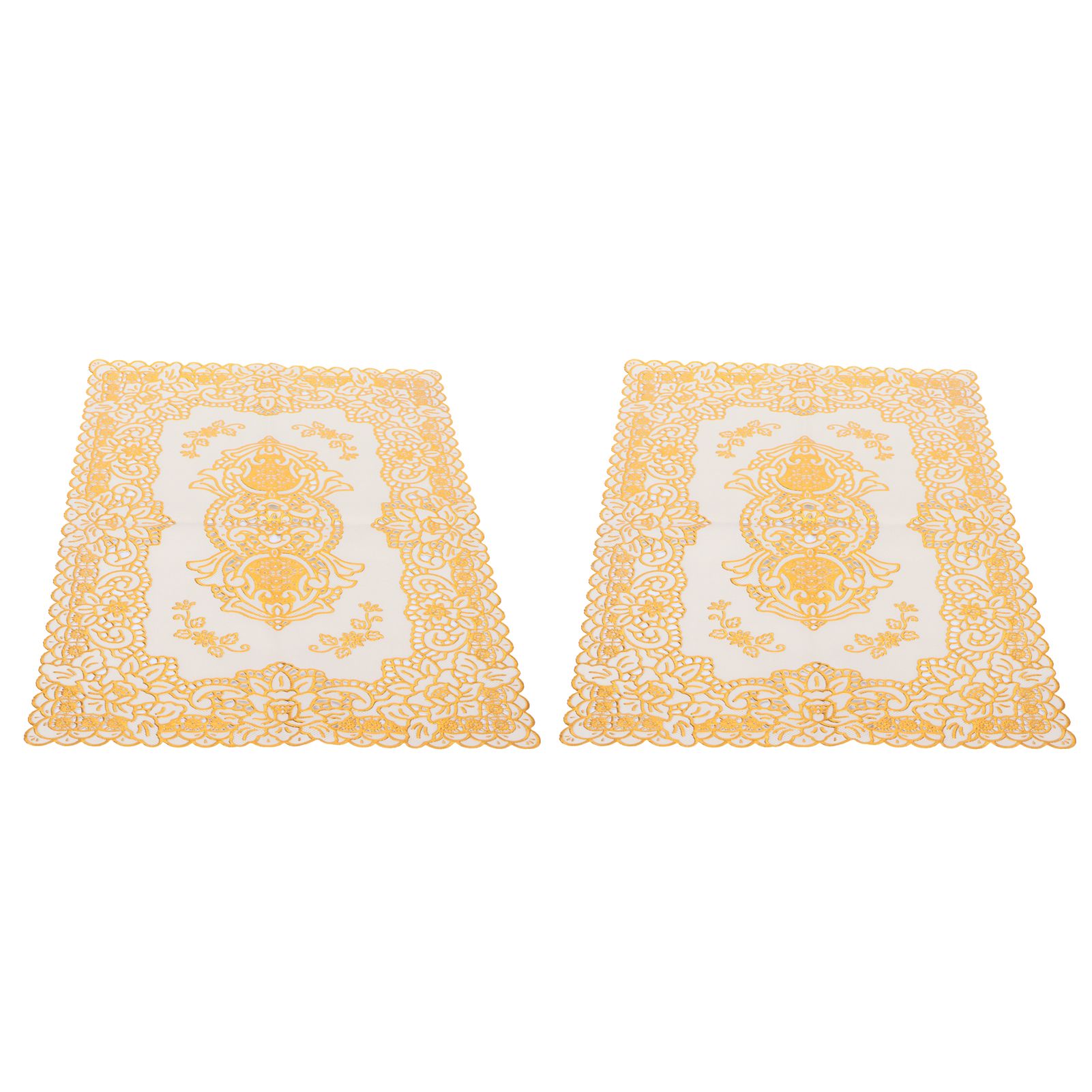 2PCS 30cmx45cm PVC Table Mat Gold Placemats Cup Coaster Pad Kitchen Wedding DecorationStyle 3 - Image 3