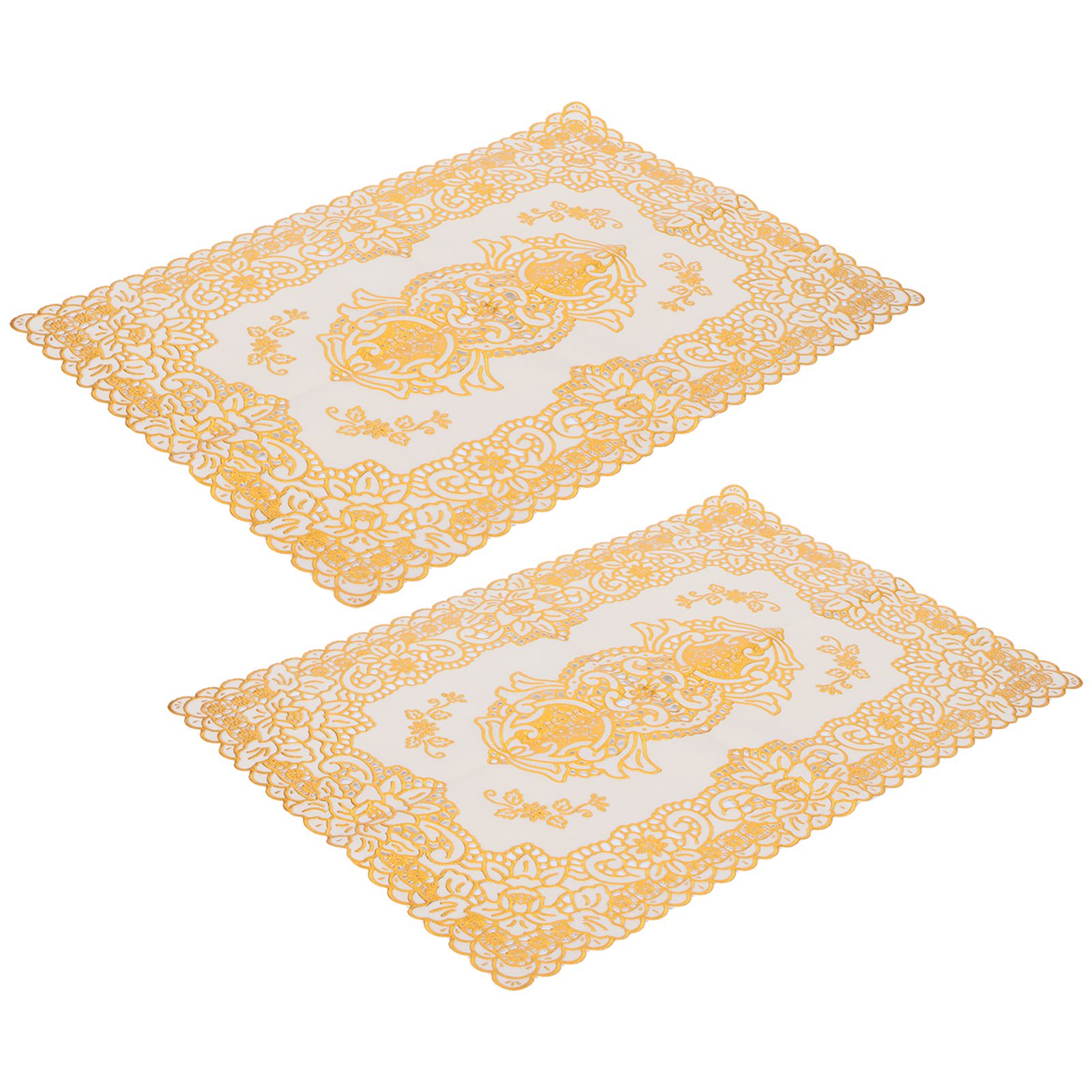 2PCS 30cmx45cm PVC Table Mat Gold Placemats Cup Coaster Pad Kitchen Wedding DecorationStyle 3 - Image 4