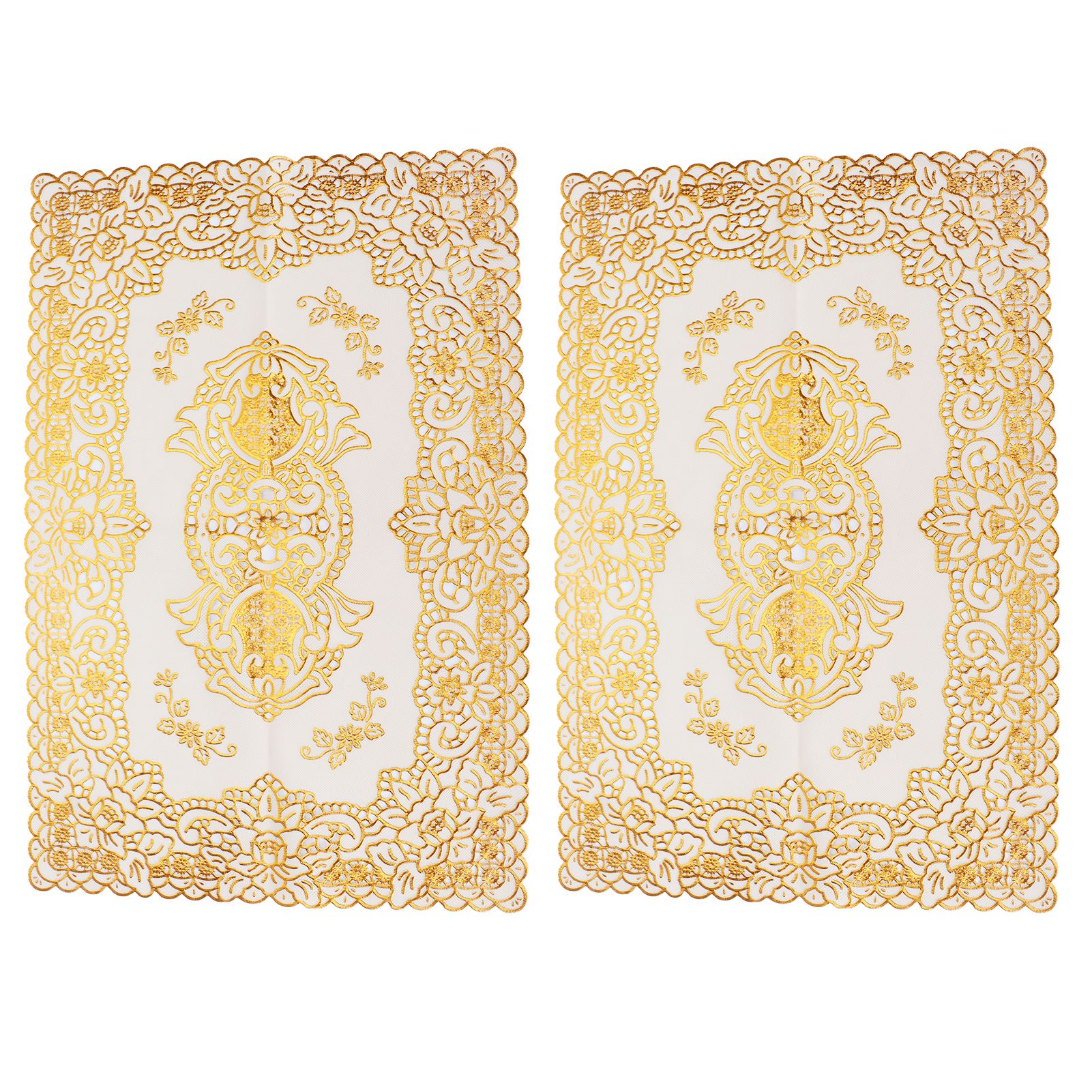 2PCS 30cmx45cm PVC Table Mat Gold Placemats Cup Coaster Pad Kitchen Wedding DecorationStyle 3 - Image 5