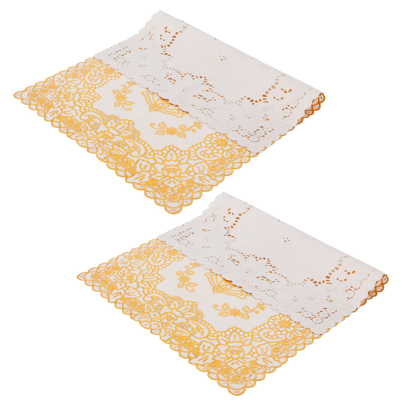 2PCS 30cmx45cm PVC Table Mat Gold Placemats Cup Coaster Pad Kitchen Wedding DecorationStyle 3 - Image 6