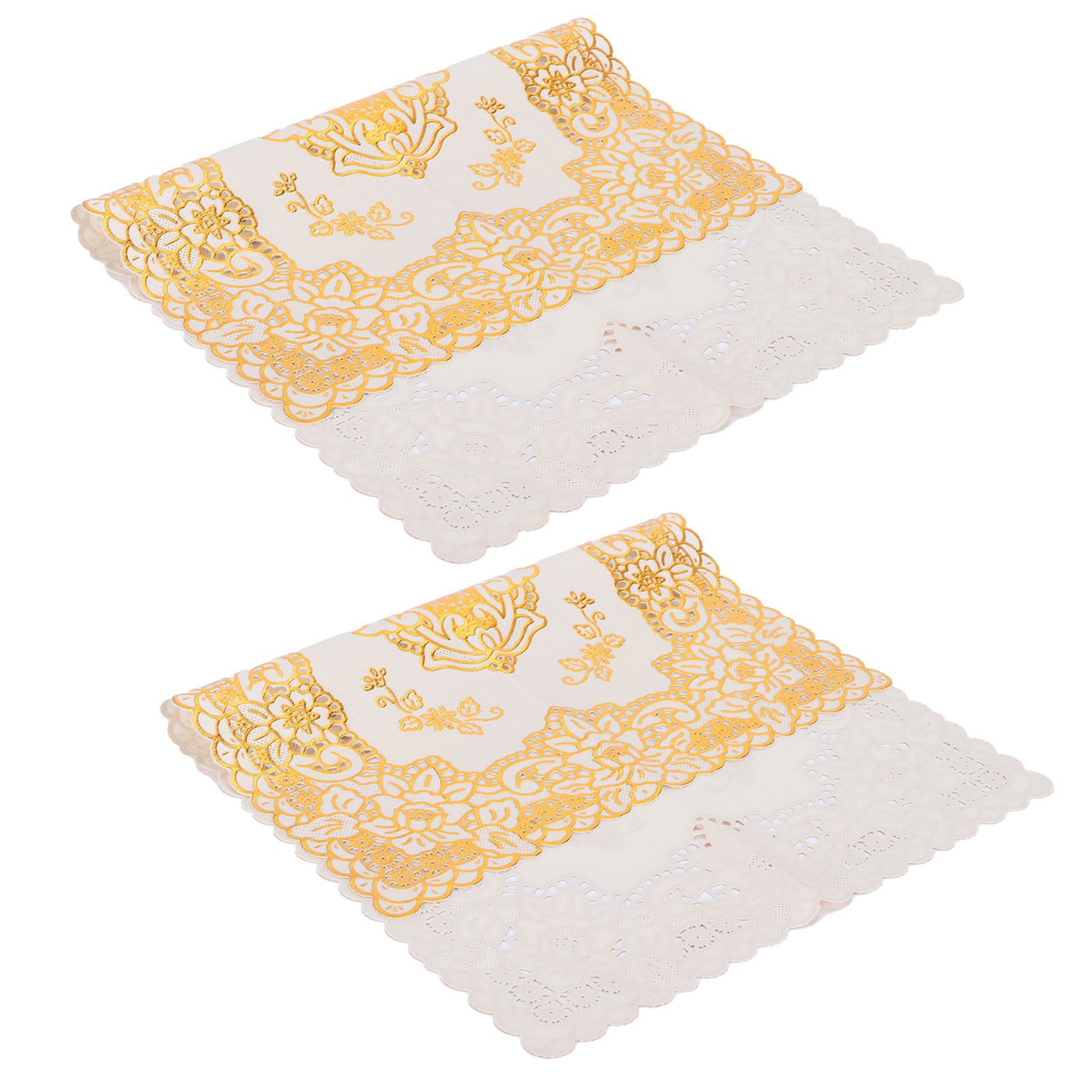 2PCS 30cmx45cm PVC Table Mat Gold Placemats Cup Coaster Pad Kitchen Wedding DecorationStyle 3 - Image 7