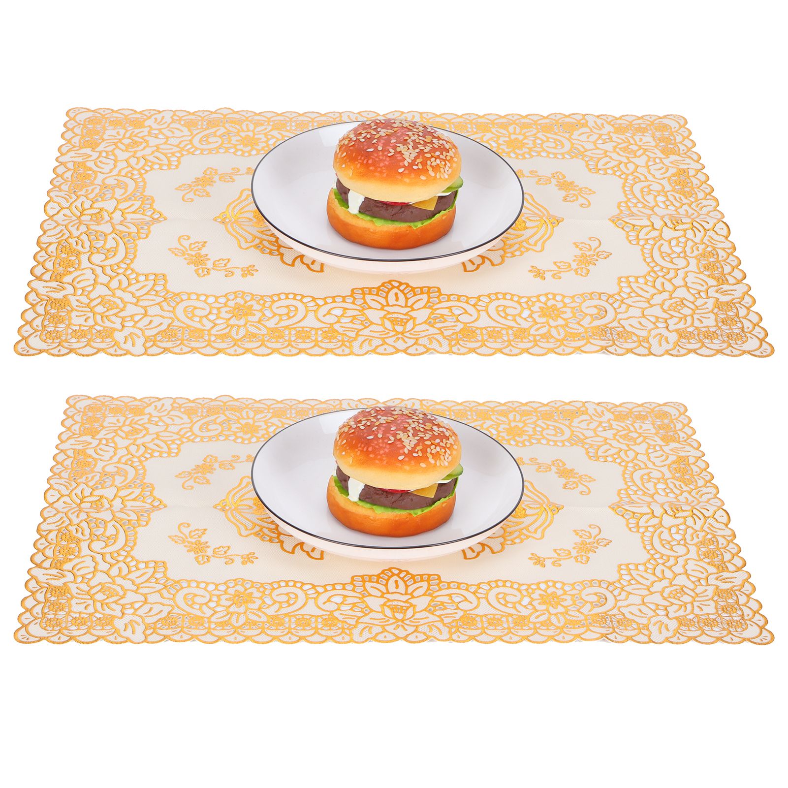 2PCS 30cmx45cm PVC Table Mat Gold Placemats Cup Coaster Pad Kitchen Wedding DecorationStyle 3 - Image 8
