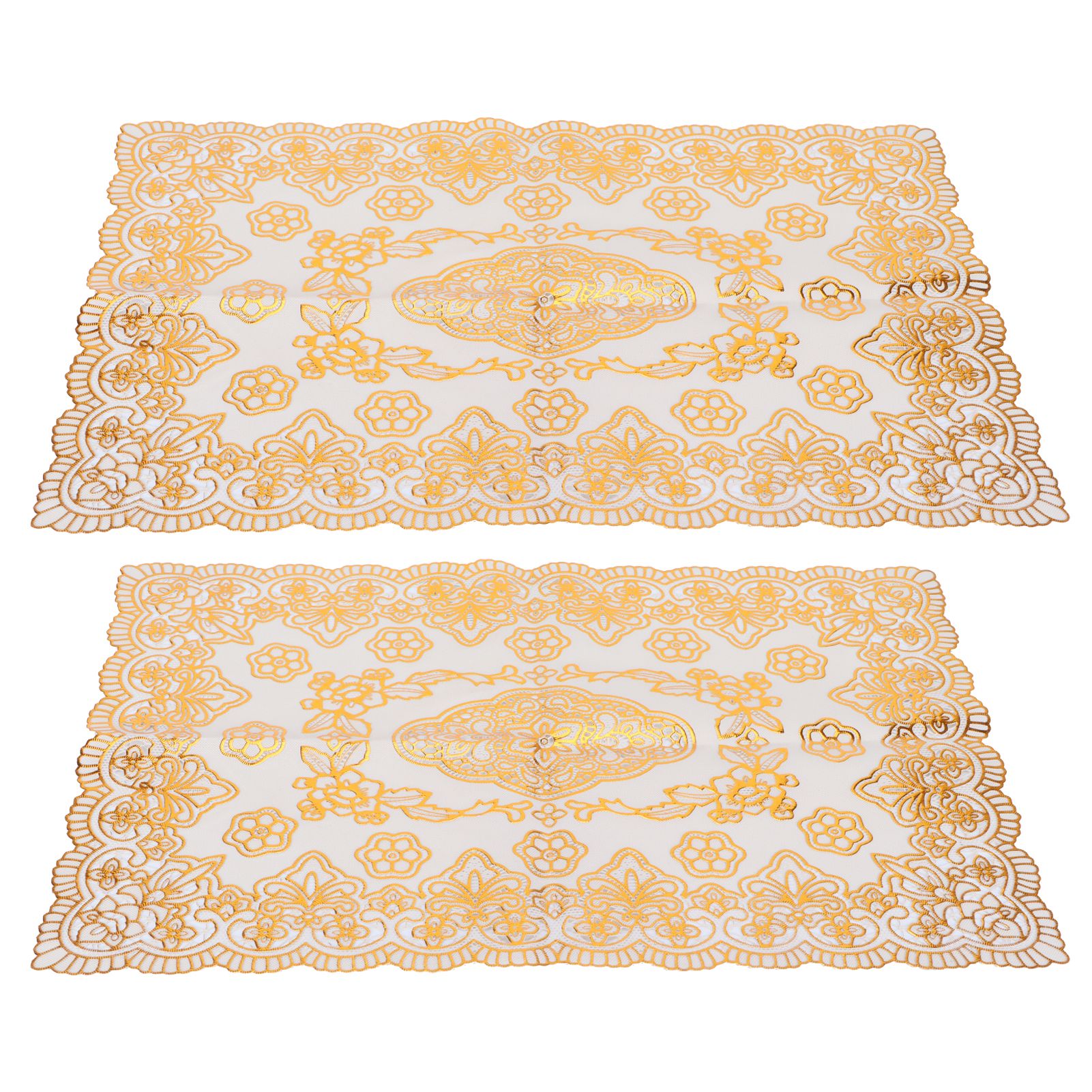 2PCS 30cmx45cm PVC Table Mat Gold Placemats Cup Coaster Pad Kitchen Wedding DecorationStyle 4 - Image 1