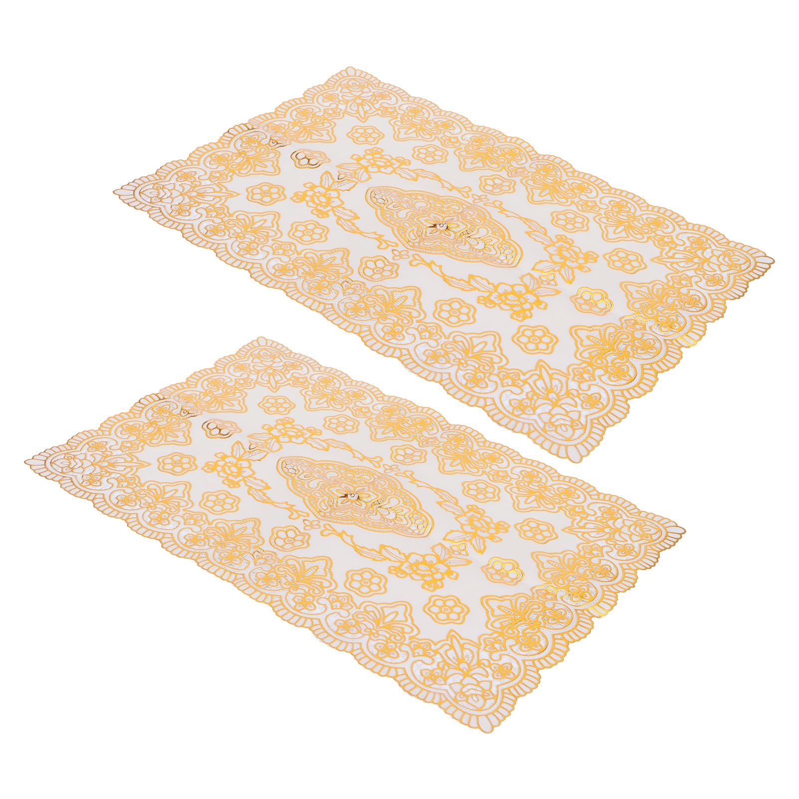 2PCS 30cmx45cm PVC Table Mat Gold Placemats Cup Coaster Pad Kitchen Wedding DecorationStyle 4 - Image 2