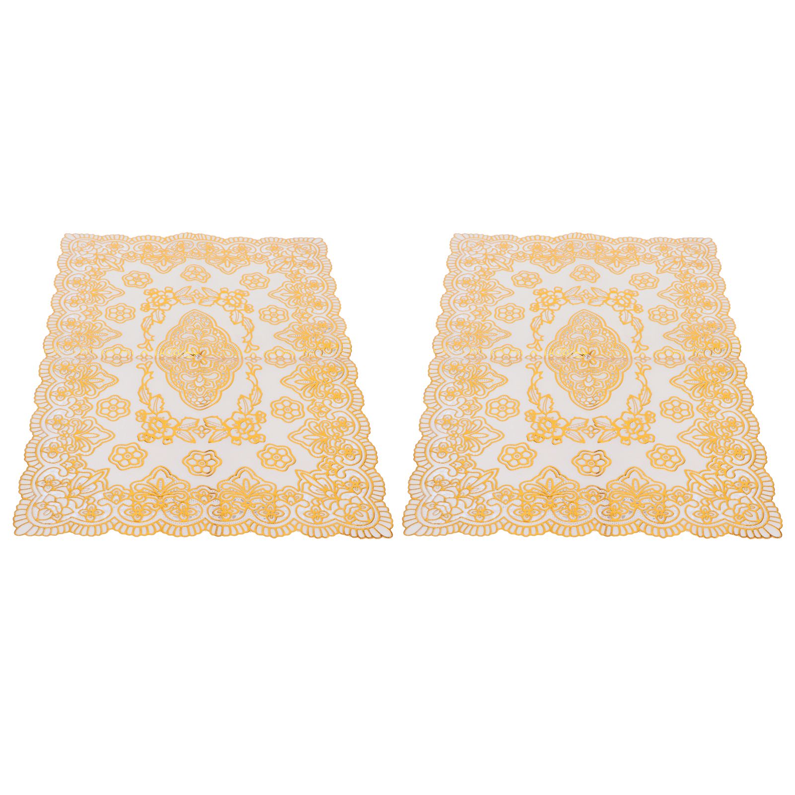 2PCS 30cmx45cm PVC Table Mat Gold Placemats Cup Coaster Pad Kitchen Wedding DecorationStyle 4 - Image 3