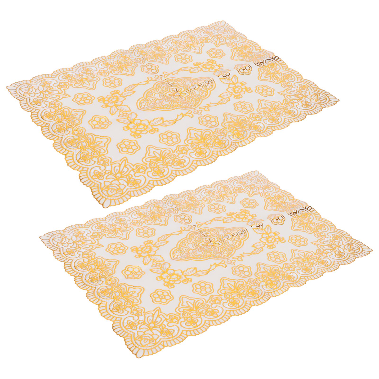 2PCS 30cmx45cm PVC Table Mat Gold Placemats Cup Coaster Pad Kitchen Wedding DecorationStyle 4 - Image 4
