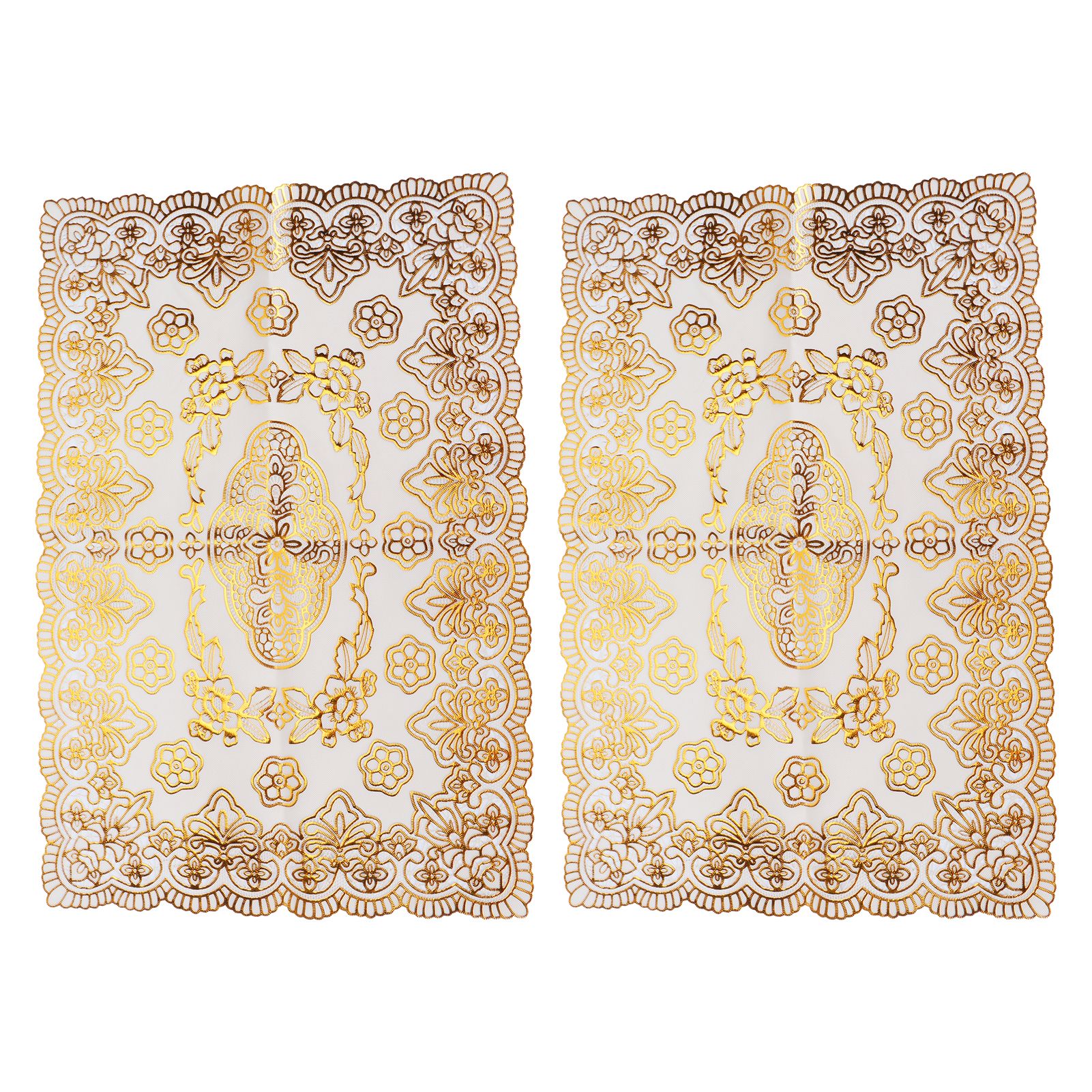 2PCS 30cmx45cm PVC Table Mat Gold Placemats Cup Coaster Pad Kitchen Wedding DecorationStyle 4 - Image 5