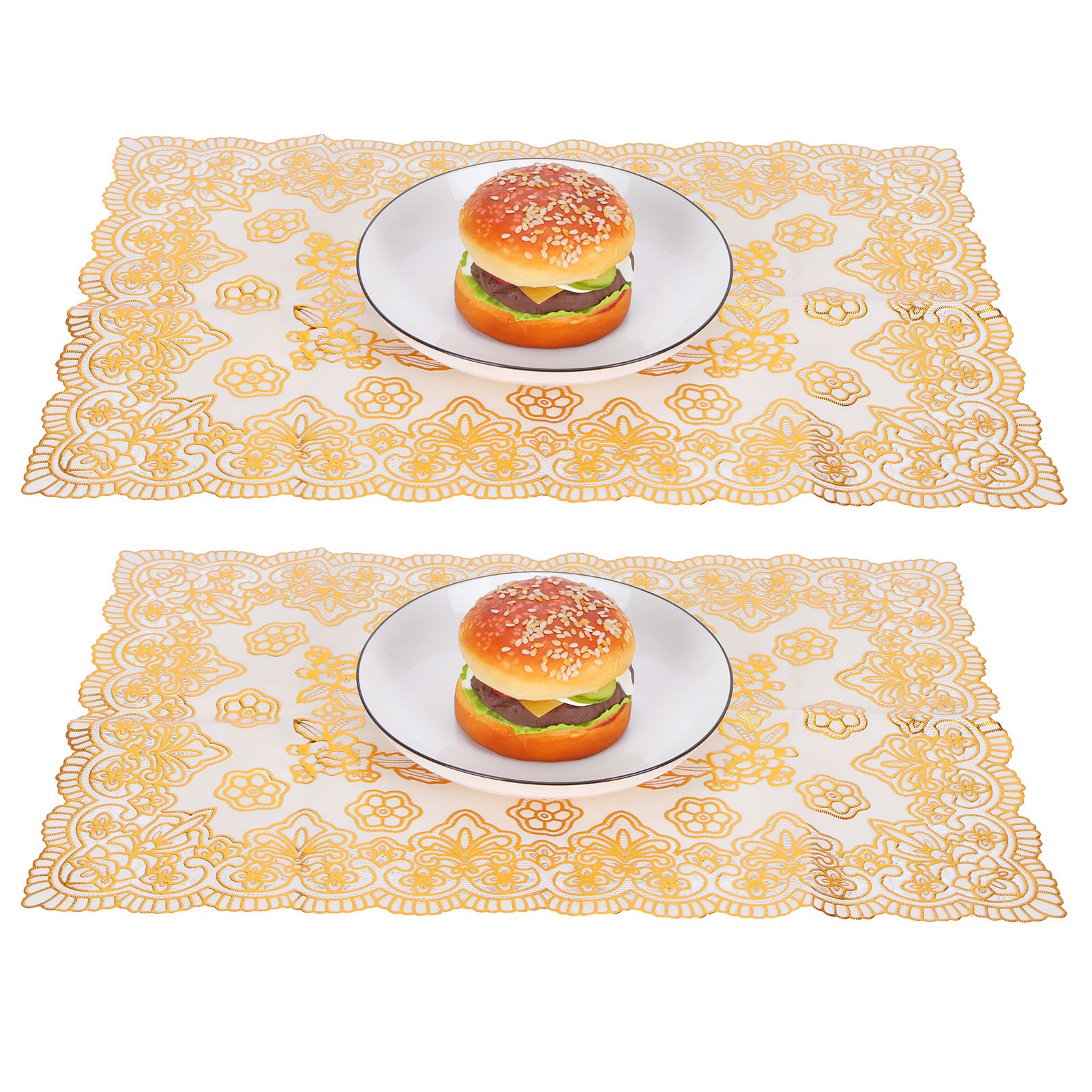 2PCS 30cmx45cm PVC Table Mat Gold Placemats Cup Coaster Pad Kitchen Wedding DecorationStyle 4 - Image 8