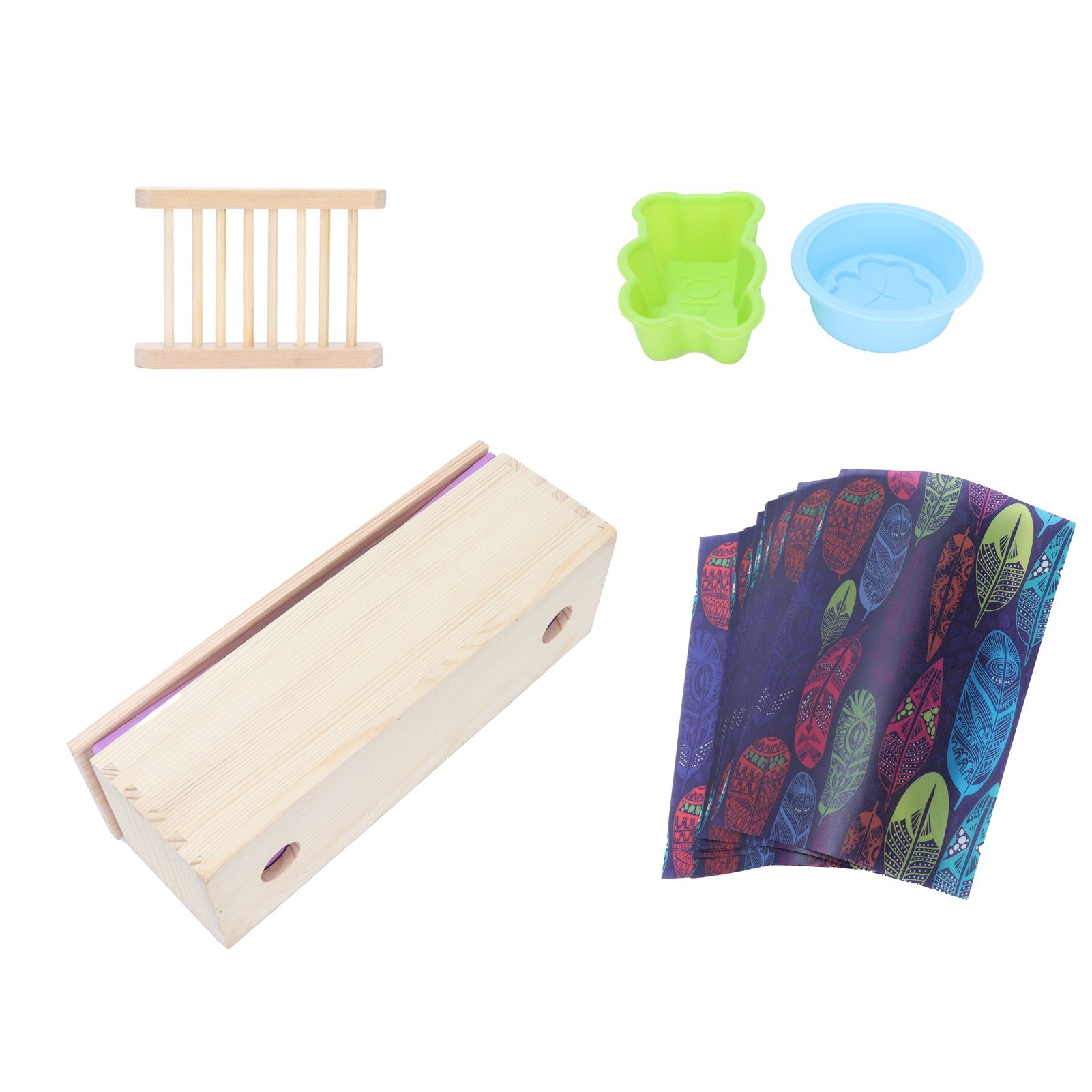 DIY Silicone Soap Mold Set with Wood Box Soap Rack Wrapping Paper Baking SuppliesPurple - Image 7
