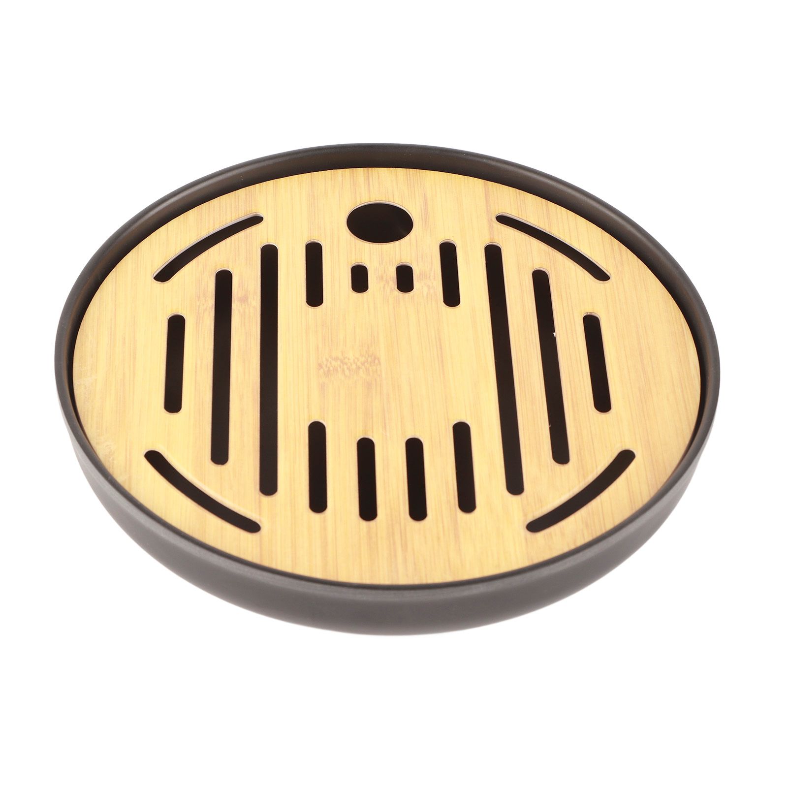 Bamboo Round Tea Tray Teapot Mat Serving Tray Drainage Water Storage Tea Set Home Supplies8in - Image 1